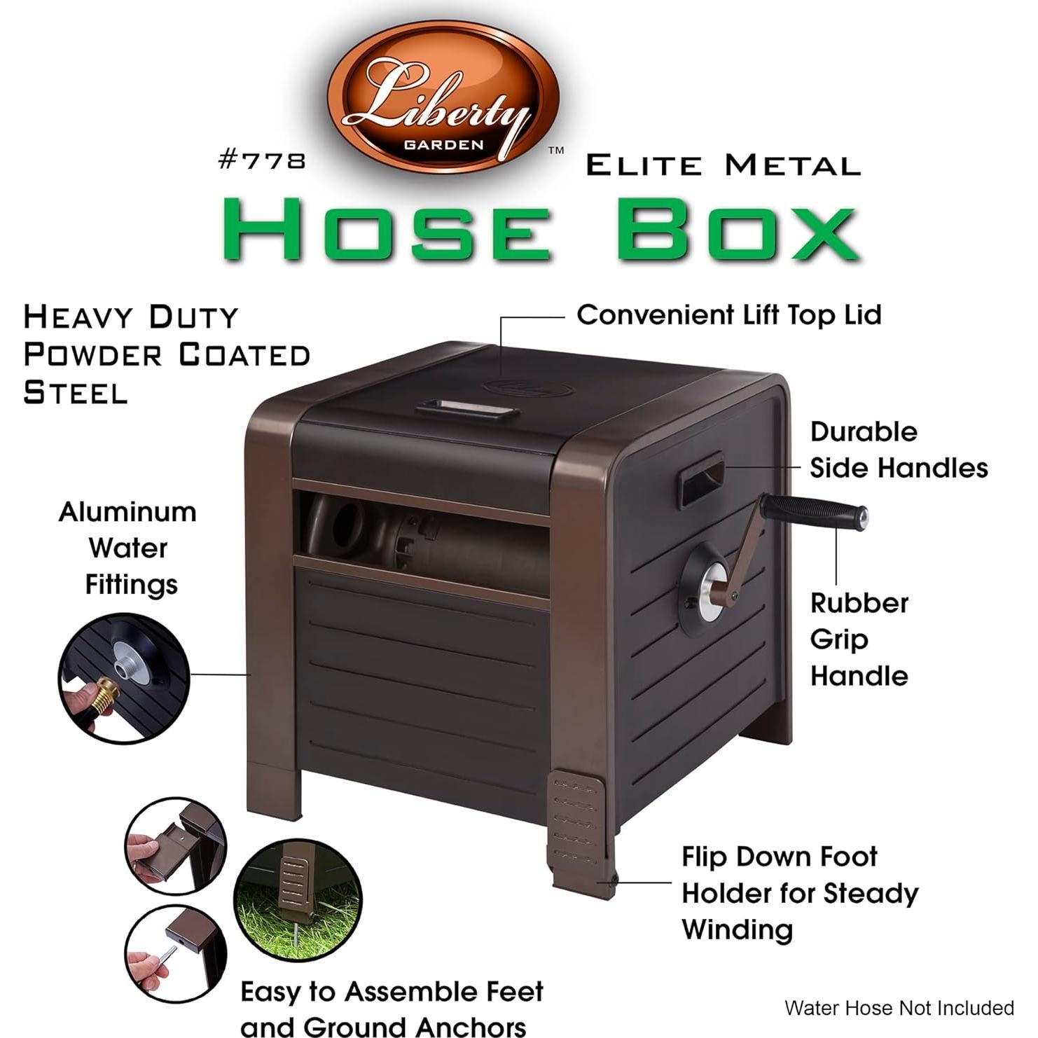 Caja de Almacenamiento de Manguera Liberty Garden 778 200 pies Bronce