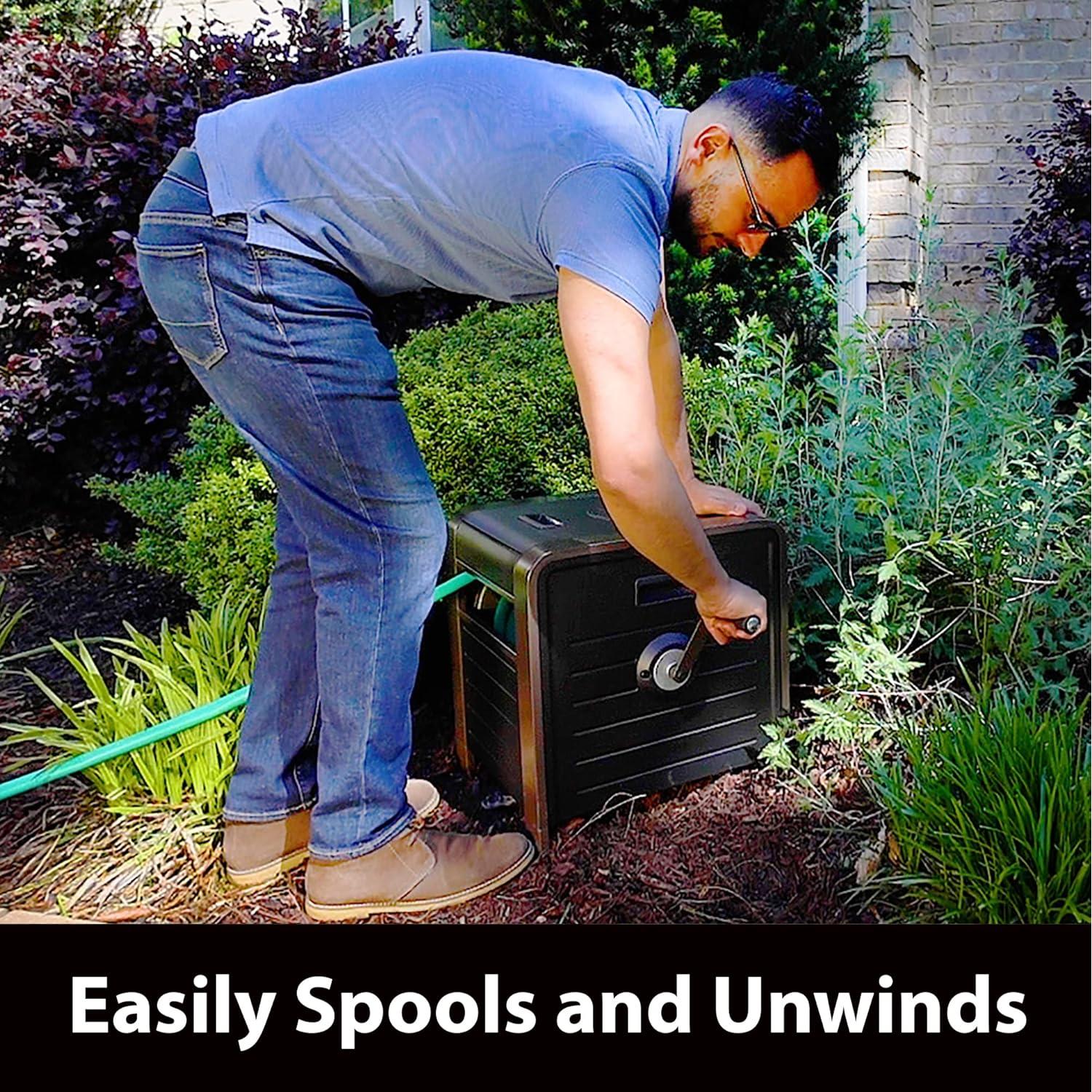 Caja de Almacenamiento de Manguera Liberty Garden 778 200 pies Bronce