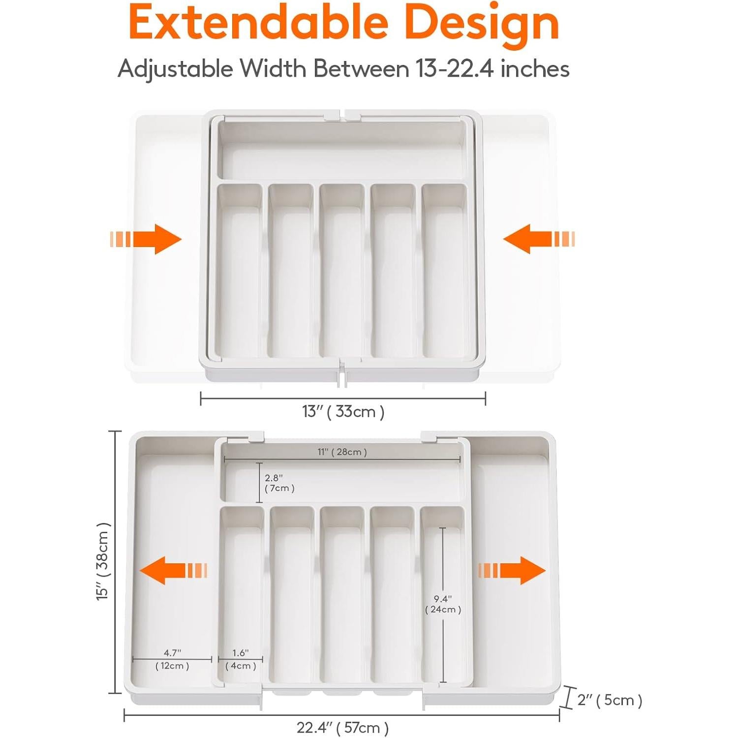 Organizador de Cajón Lifewit Expandible para Utensilios Blanco