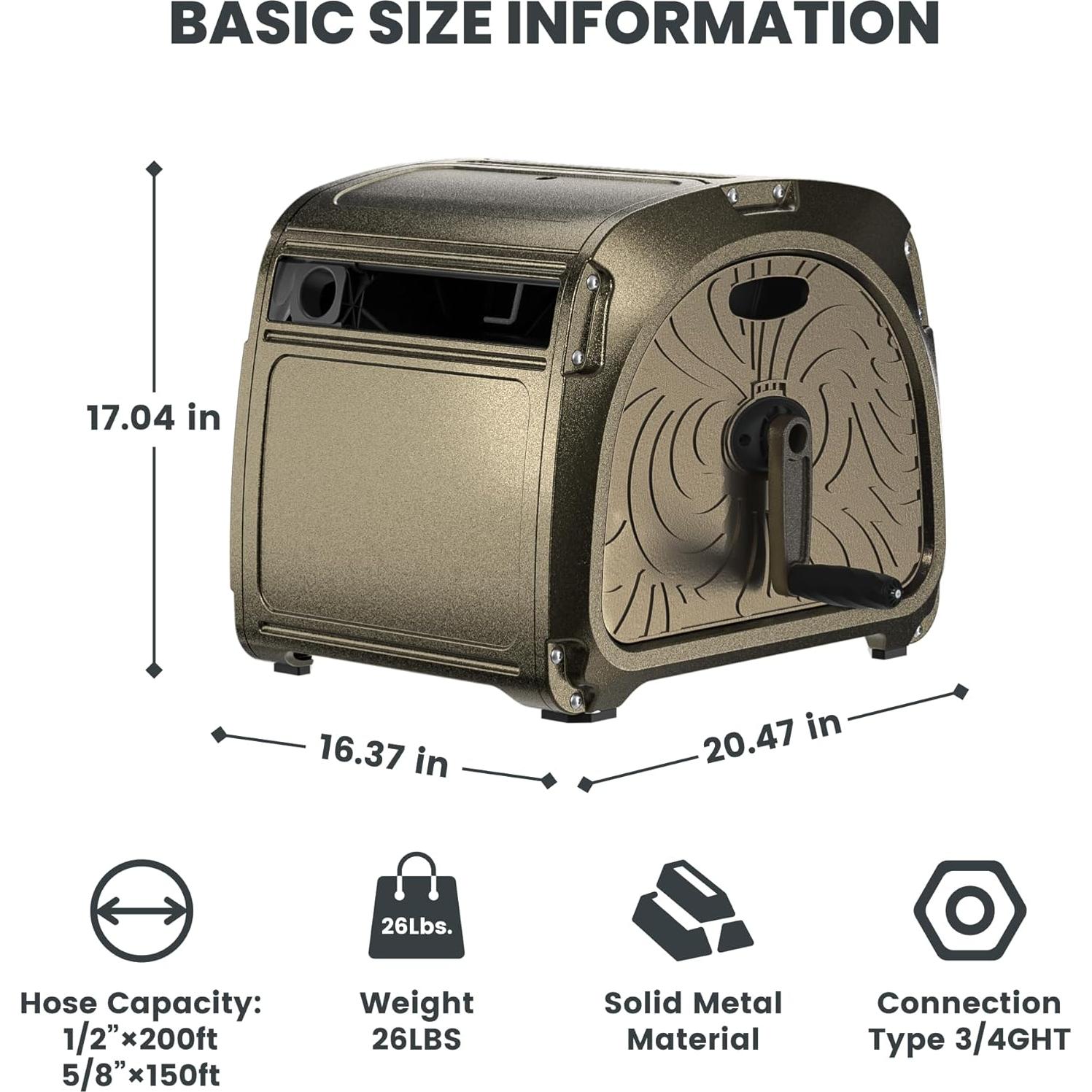 Carrete de Manguera Giraffe Tools SW5 Metal 150 pies Verde