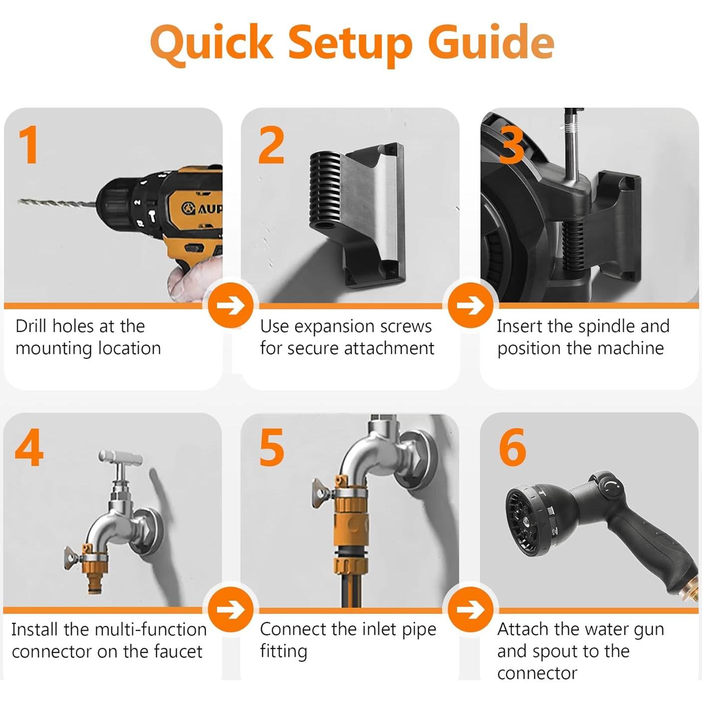 Carrete de Manguera de Jardín Retráctil Wikiwiki 30.48 m