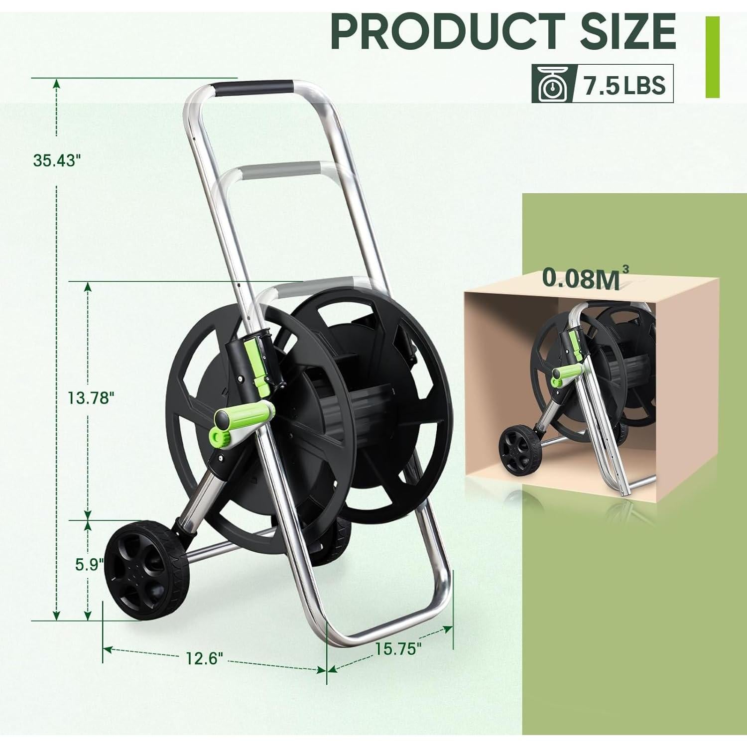 Carrete de Manguera YESTAR 75-150 pies Metal Negro