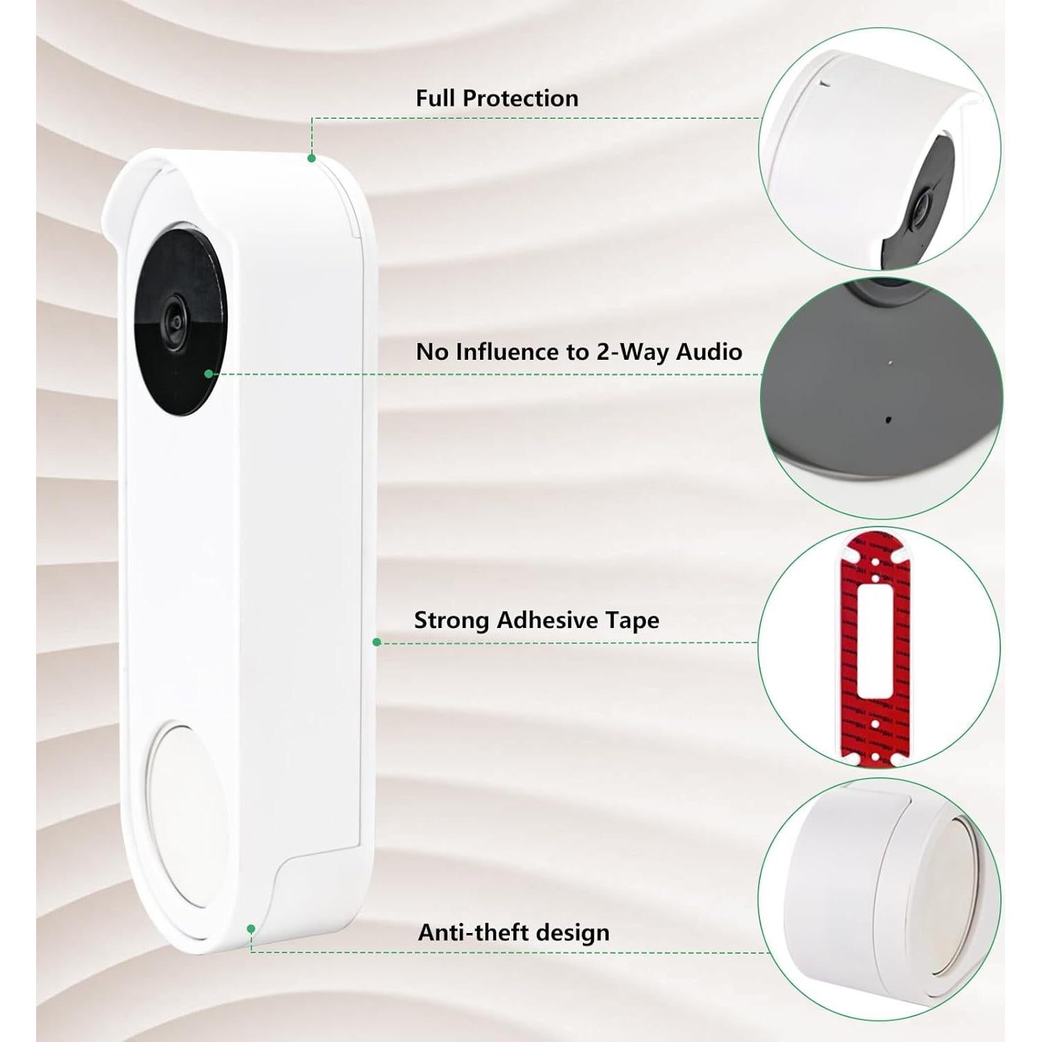 Soporte de timbre Wochel para Google Nest Doorbell - Sin taladrar
