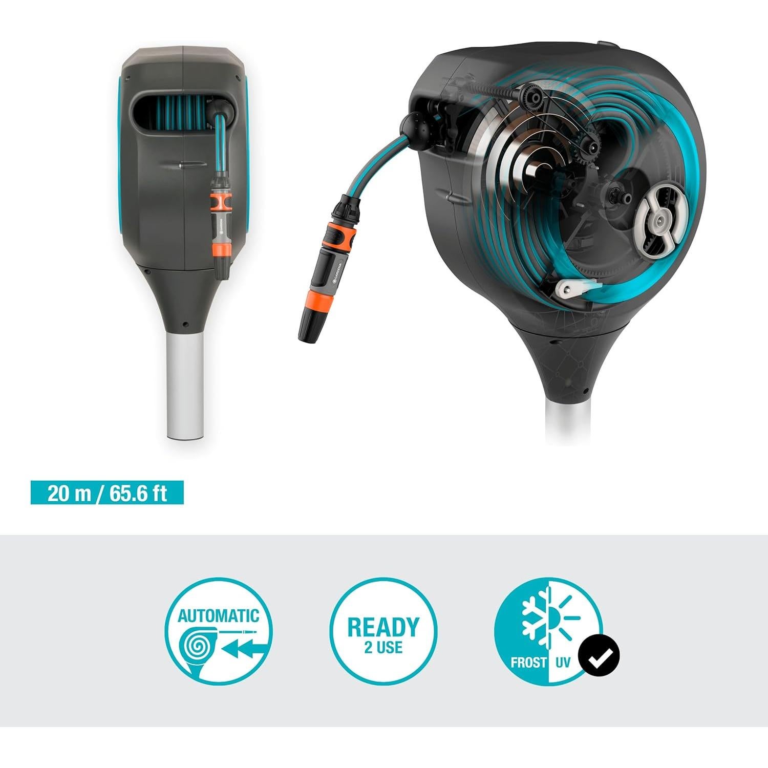 Carrete de Manguera Retráctil GARDENA 20,12 m Metal