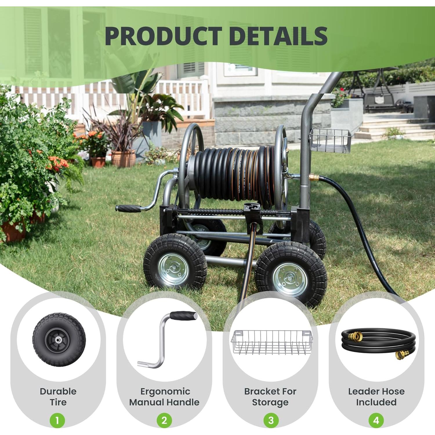 Carro de Manguera Giraffe Tools HC03B, Capacidad 76.2m