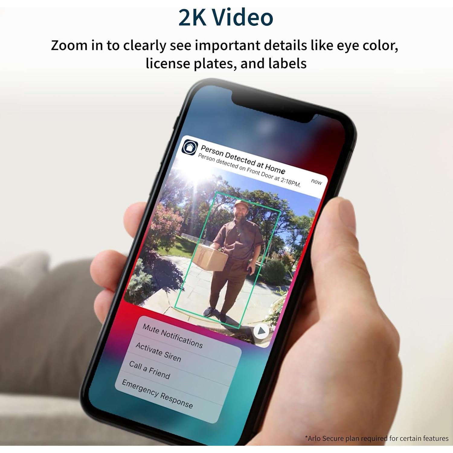 Timbre de Video Arlo 2K HD con Chime 2, Blanco