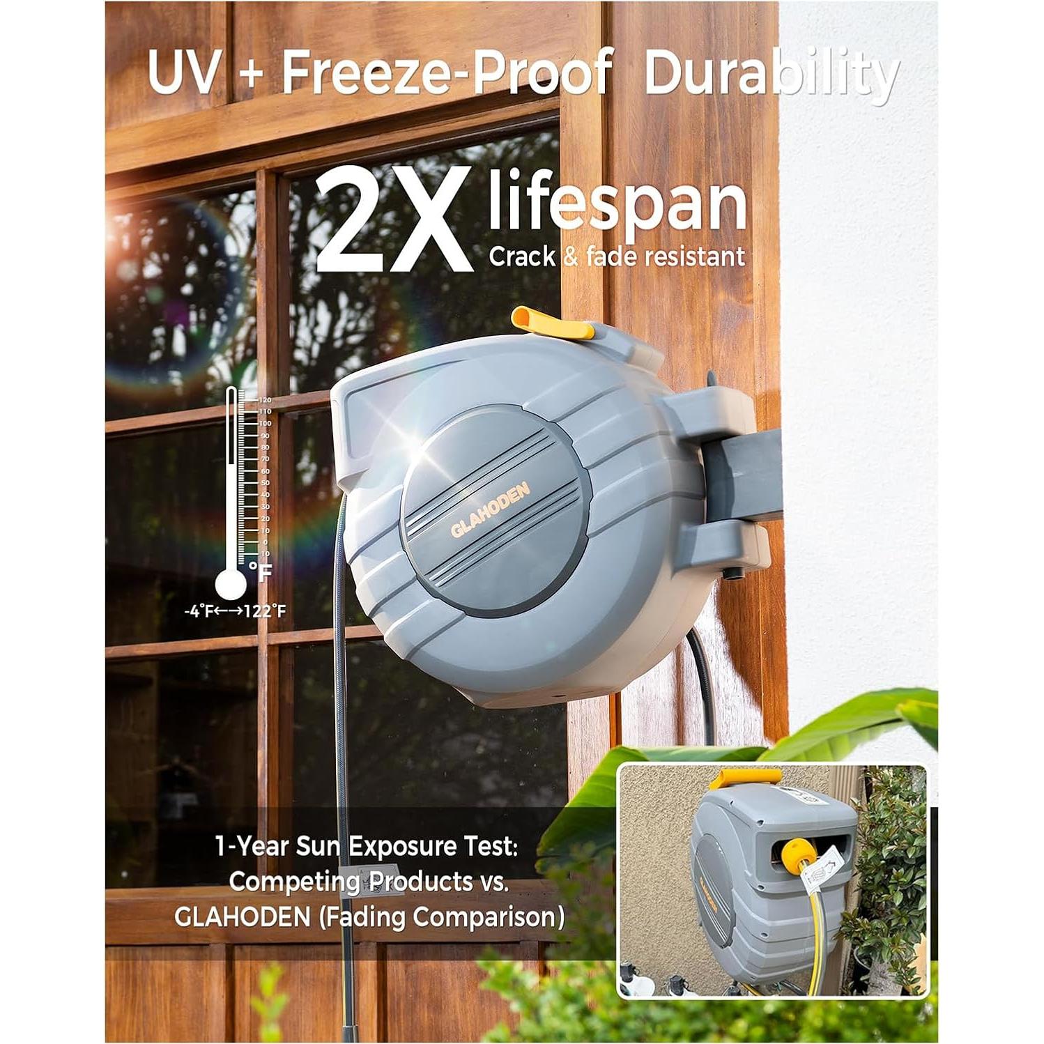 Carrete de Manguera Retráctil GLAHODEN 5/8" x 30m Automático