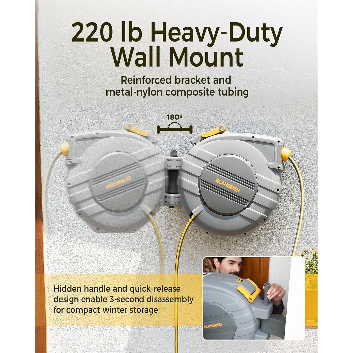 Carrete de Manguera Retráctil GLAHODEN 5/8" x 30m Automático