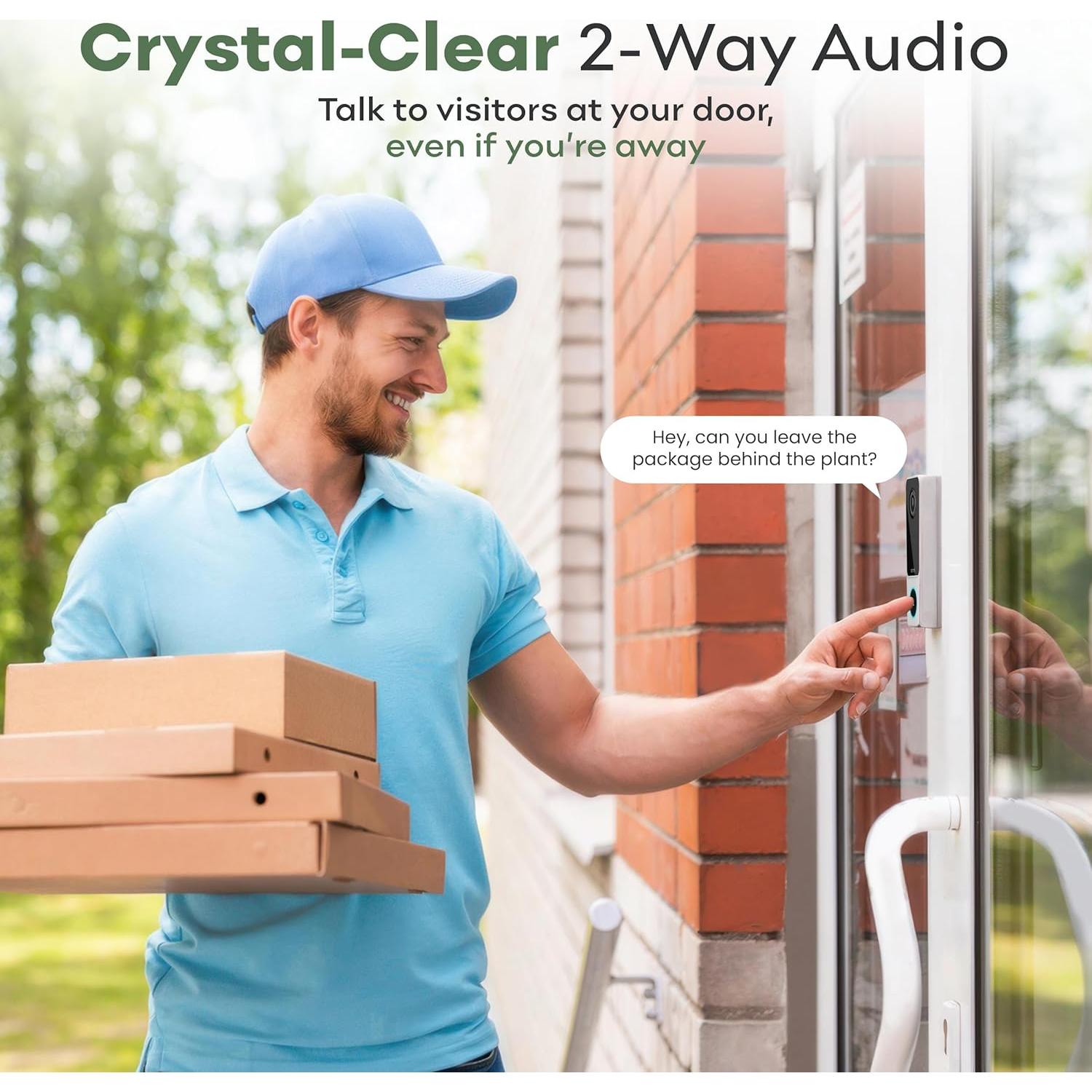 Cámara de timbre de video Adomii 3MP WiFi IP65 Batería 6 meses