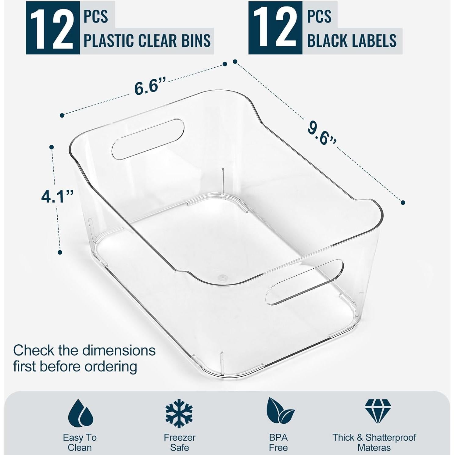 12 Bins de Almacenamiento Transparentes LANDNEOO 3.7L Multiusos