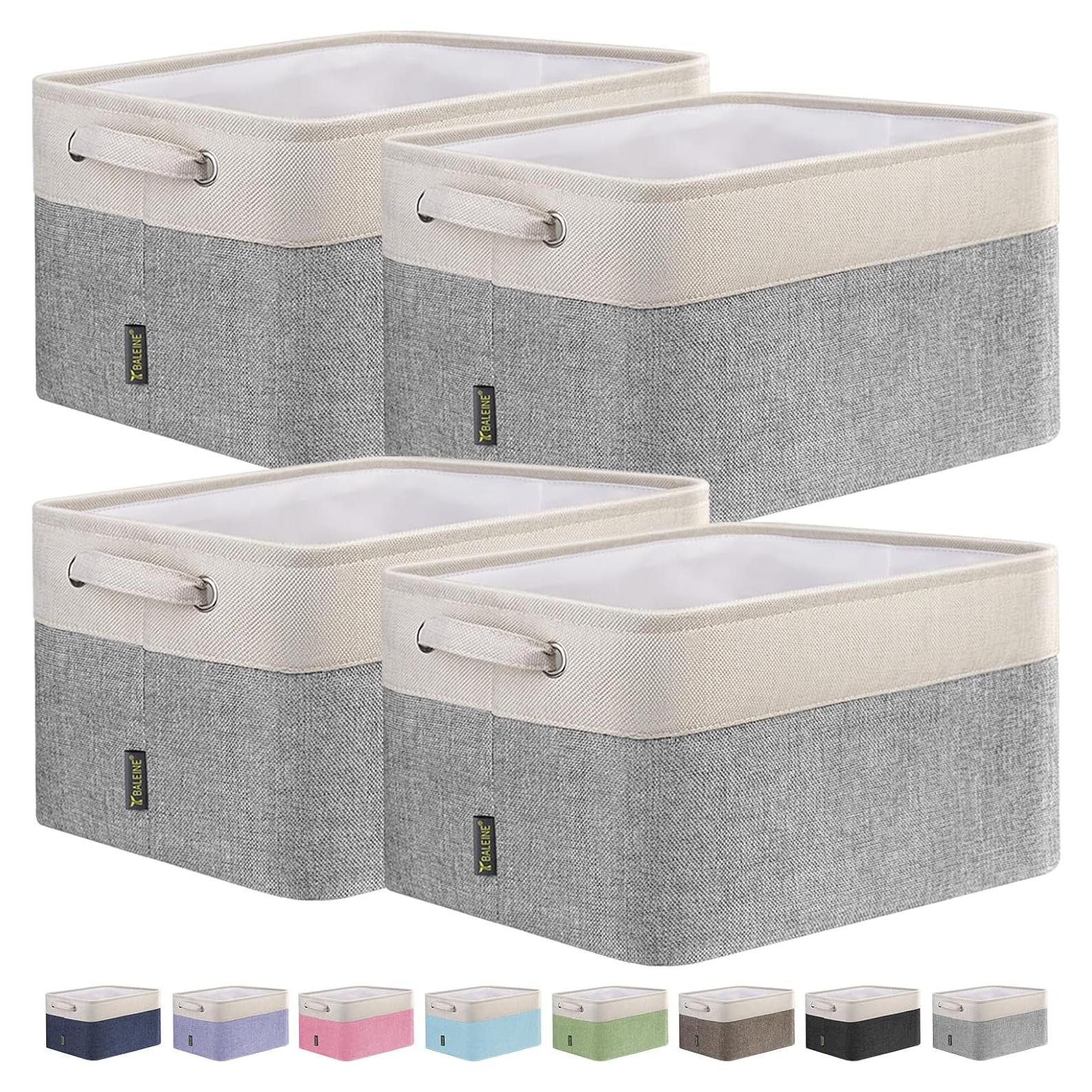 Cestas de Almacenamiento de Tela Baleine 4 Piezas Gris 38x28x24 cm