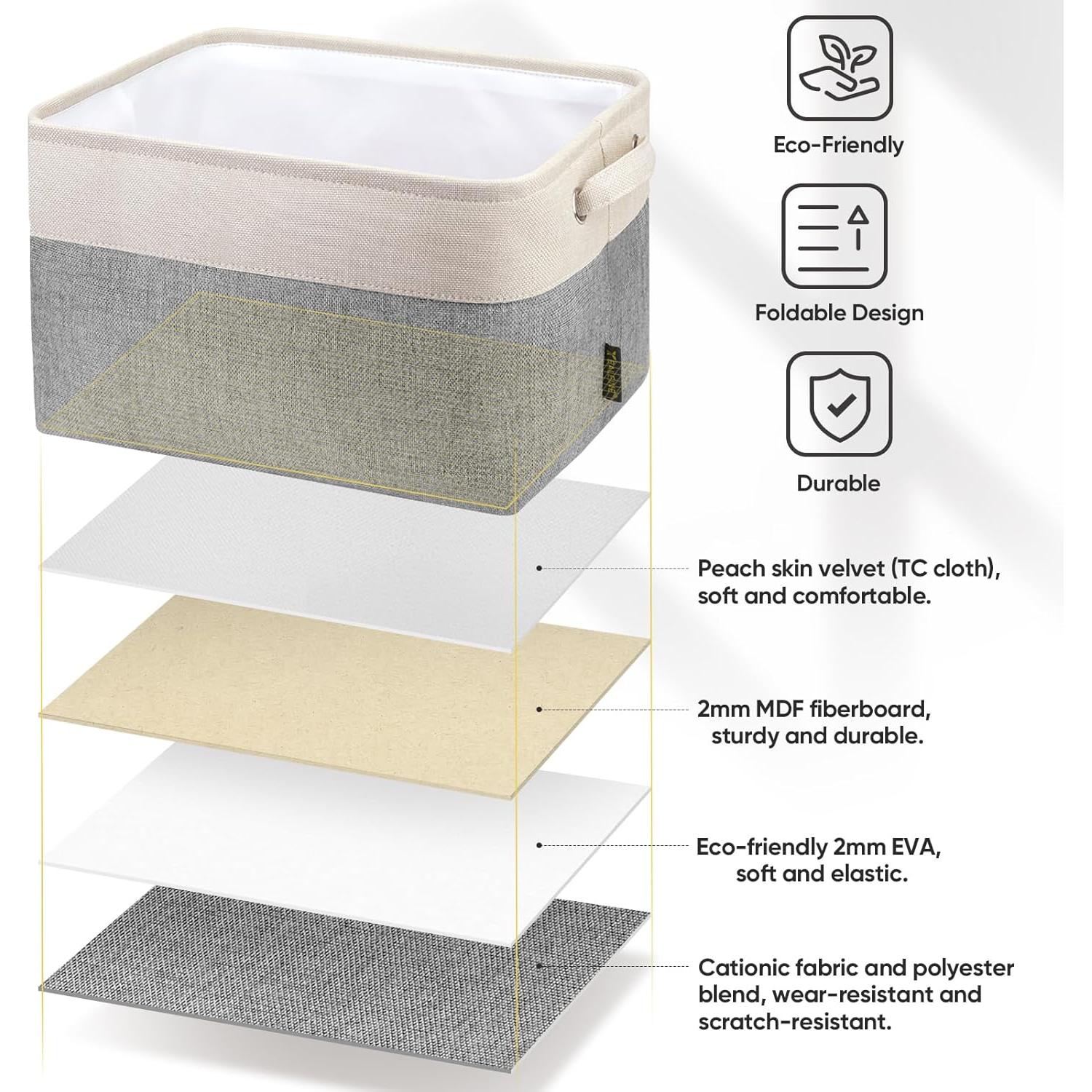 Cestas de Almacenamiento de Tela Baleine 4 Piezas Gris 38x28x24 cm