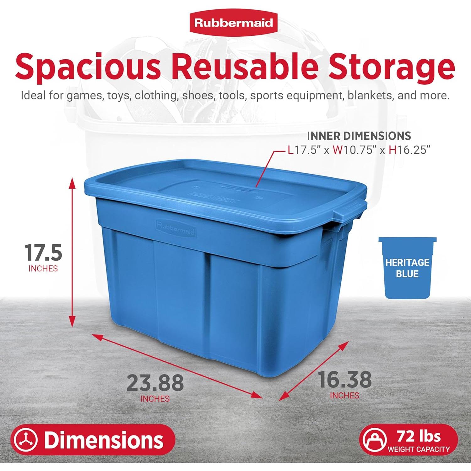 Contenedores de Almacenamiento Rubbermaid Roughneck 18 Gal - 6 Pack