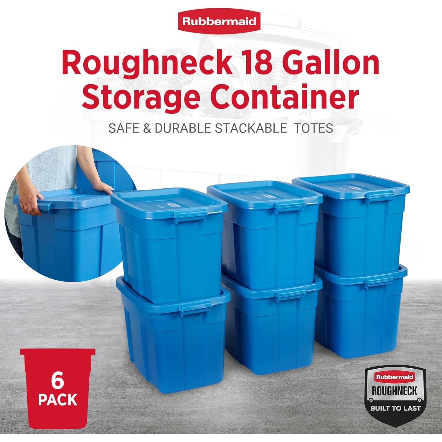 Contenedores de Almacenamiento Rubbermaid Roughneck 18 Gal - 6 Pack