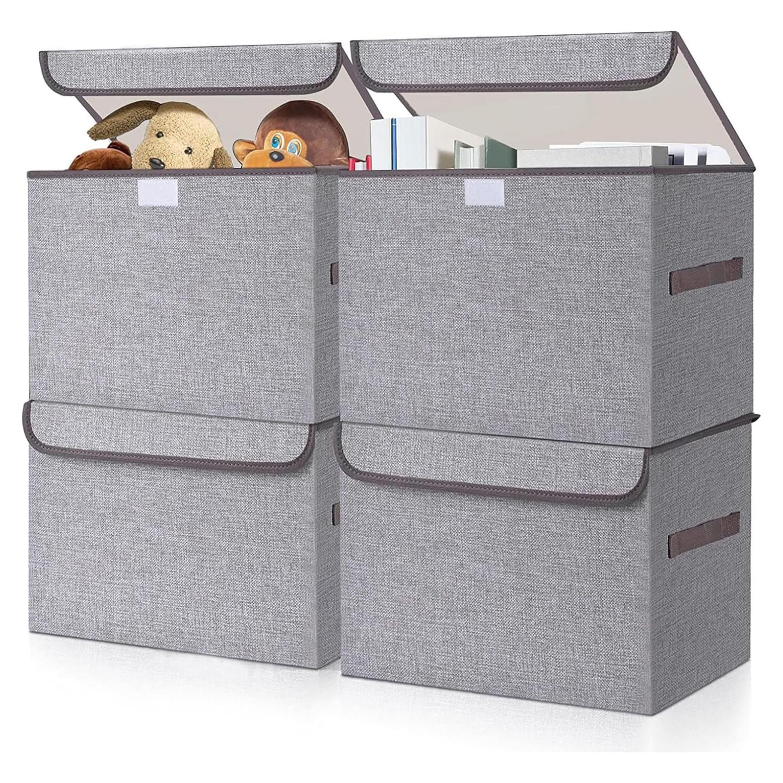 Cajas de Almacenamiento Plegables Bagnizer 22L Gris - Paquete de 4
