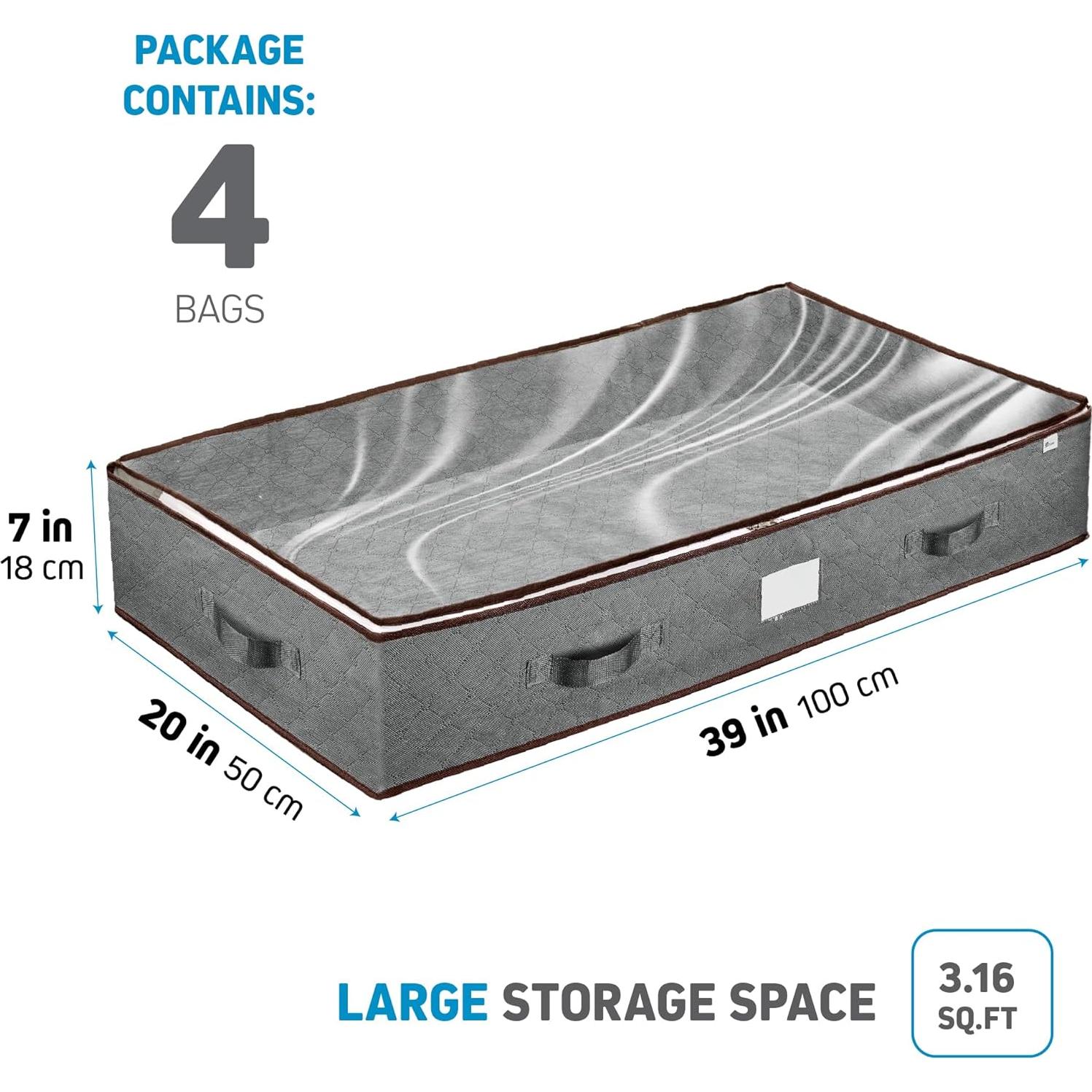 Contenedores de Almacenamiento Bajo la Cama Zober 4 Pzas Gris