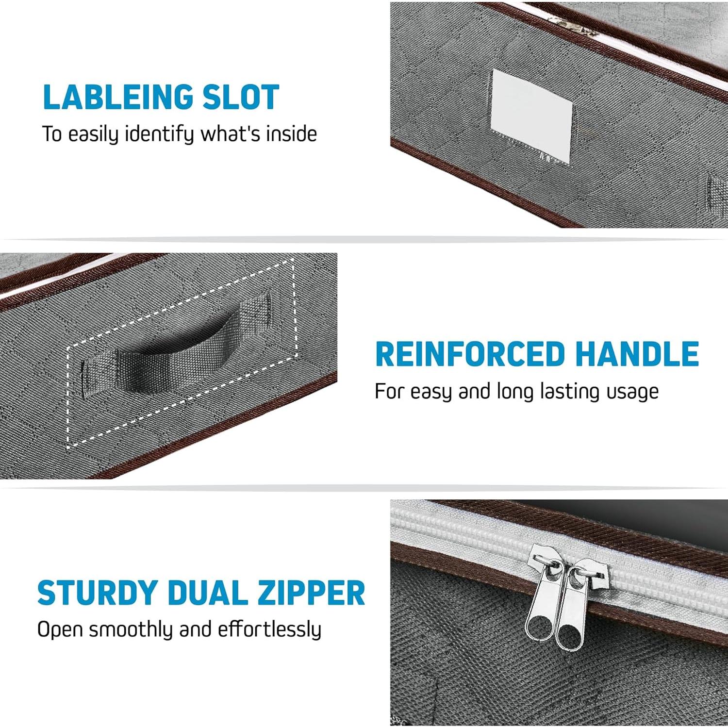 Contenedores de Almacenamiento Bajo la Cama Zober 4 Pzas Gris