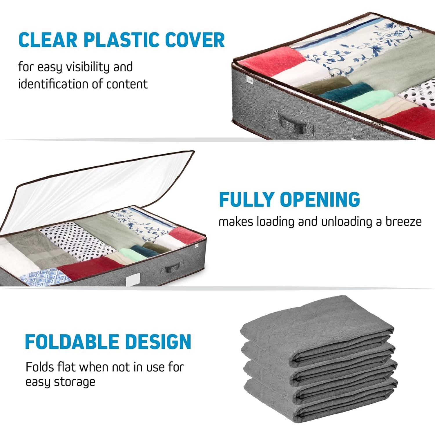 Contenedores de Almacenamiento Bajo la Cama Zober 4 Pzas Gris