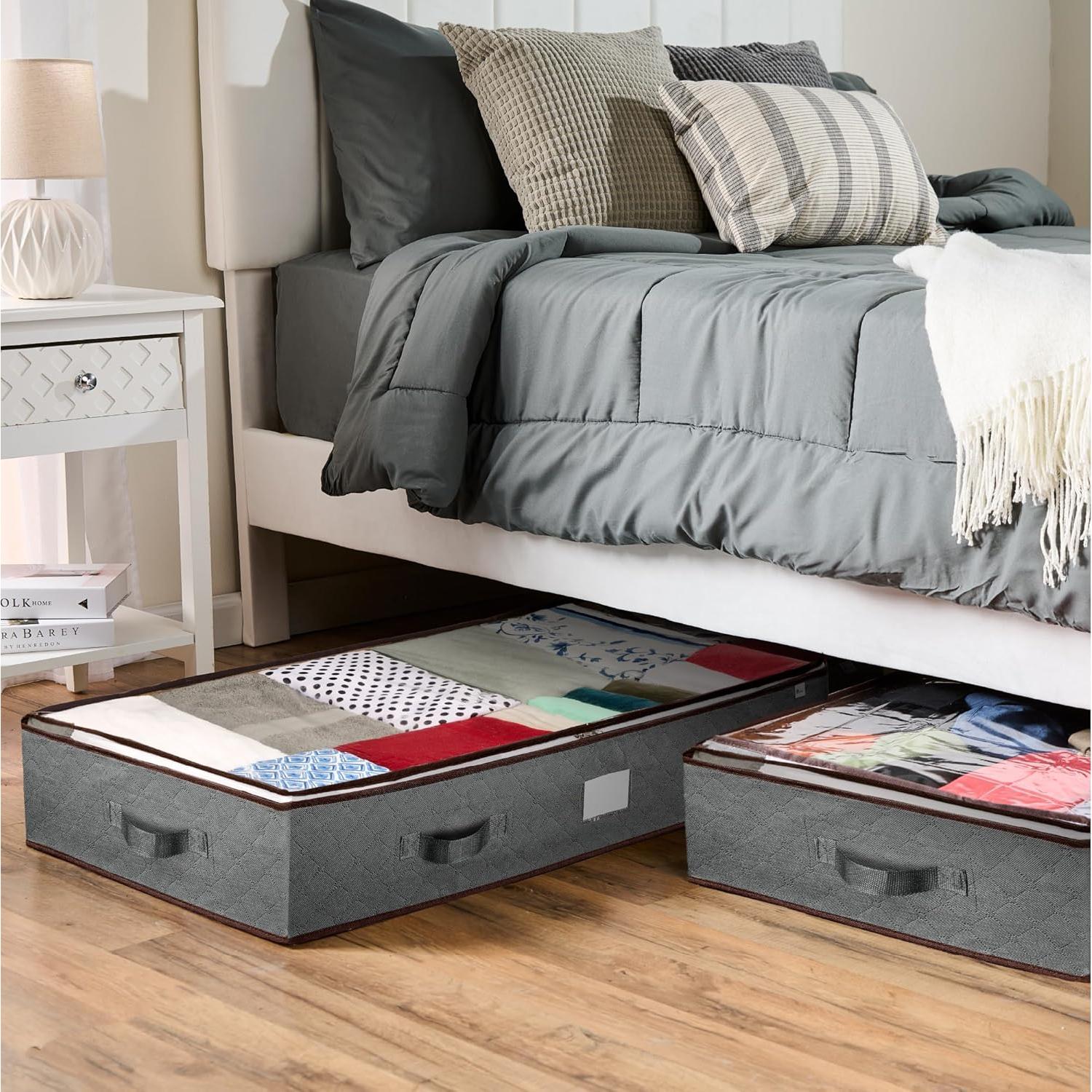 Contenedores de Almacenamiento Bajo la Cama Zober 4 Pzas Gris