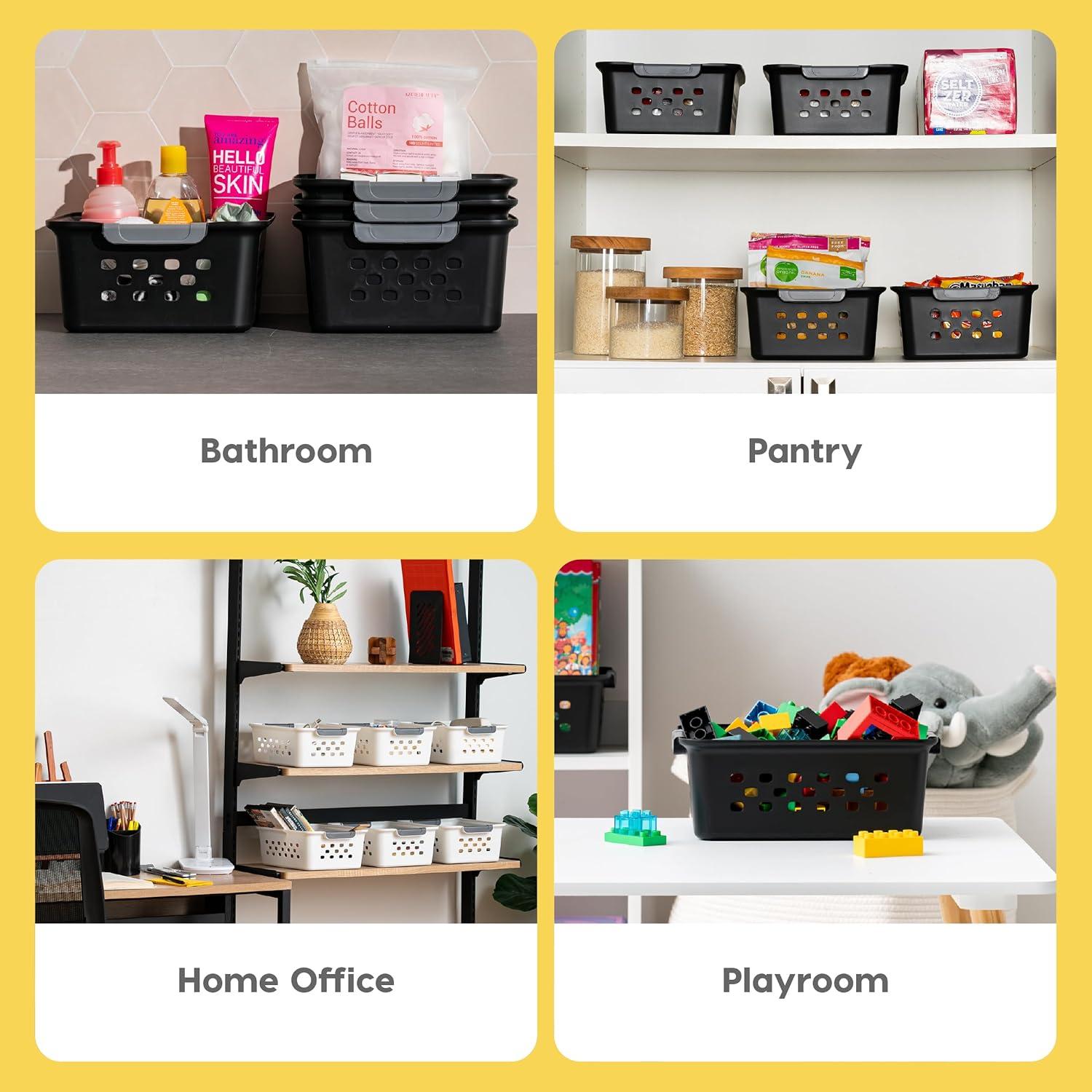 Cesta de Almacenamiento Plástico IRIS USA 6 Unidades Mediana Negra