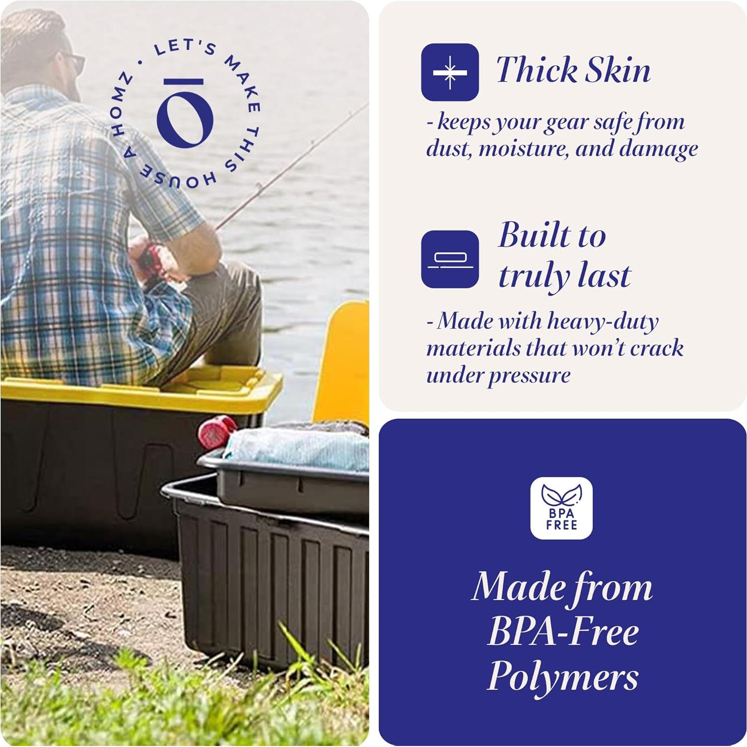 HOMZ Juego 2 Contenedores Plástico 27 Galones Negro/Amarillo