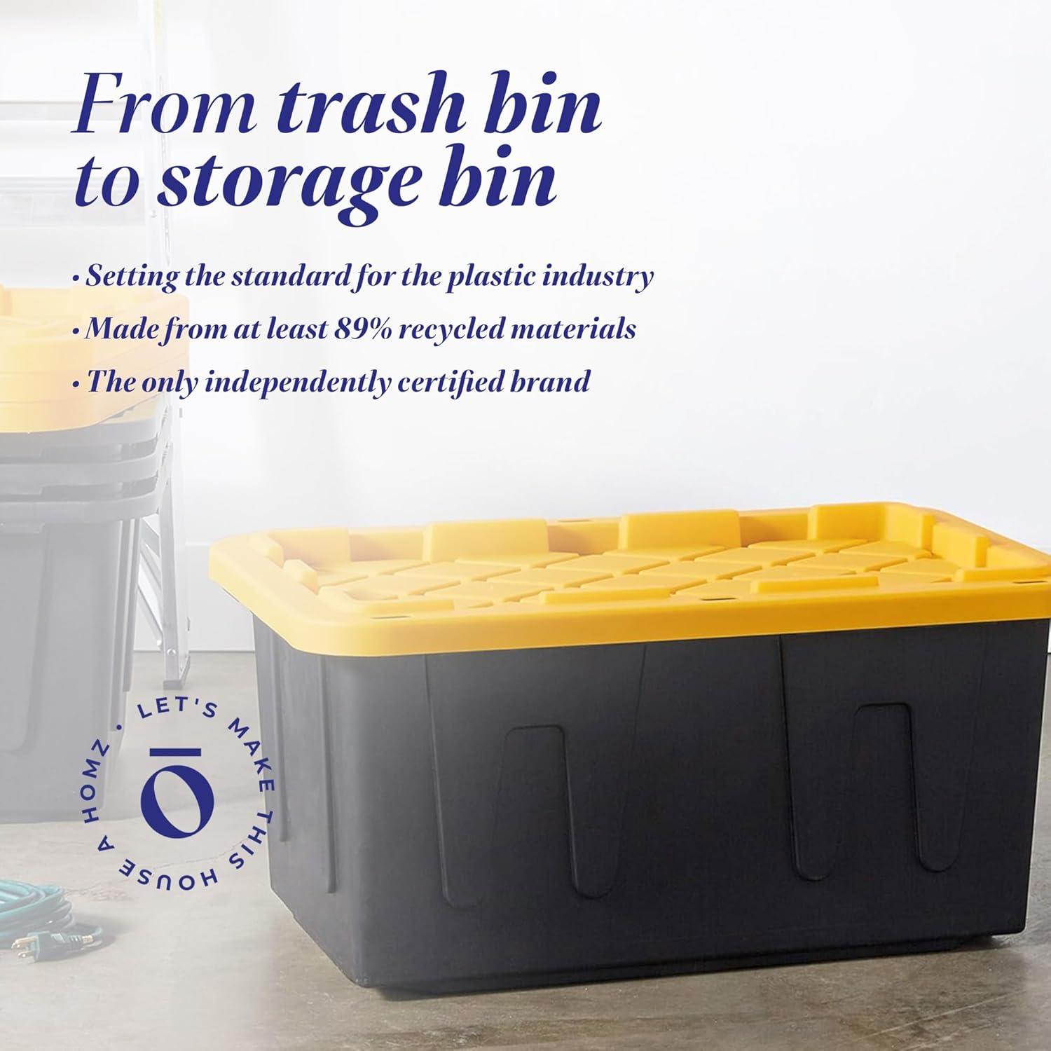 HOMZ Juego 2 Contenedores Plástico 27 Galones Negro/Amarillo