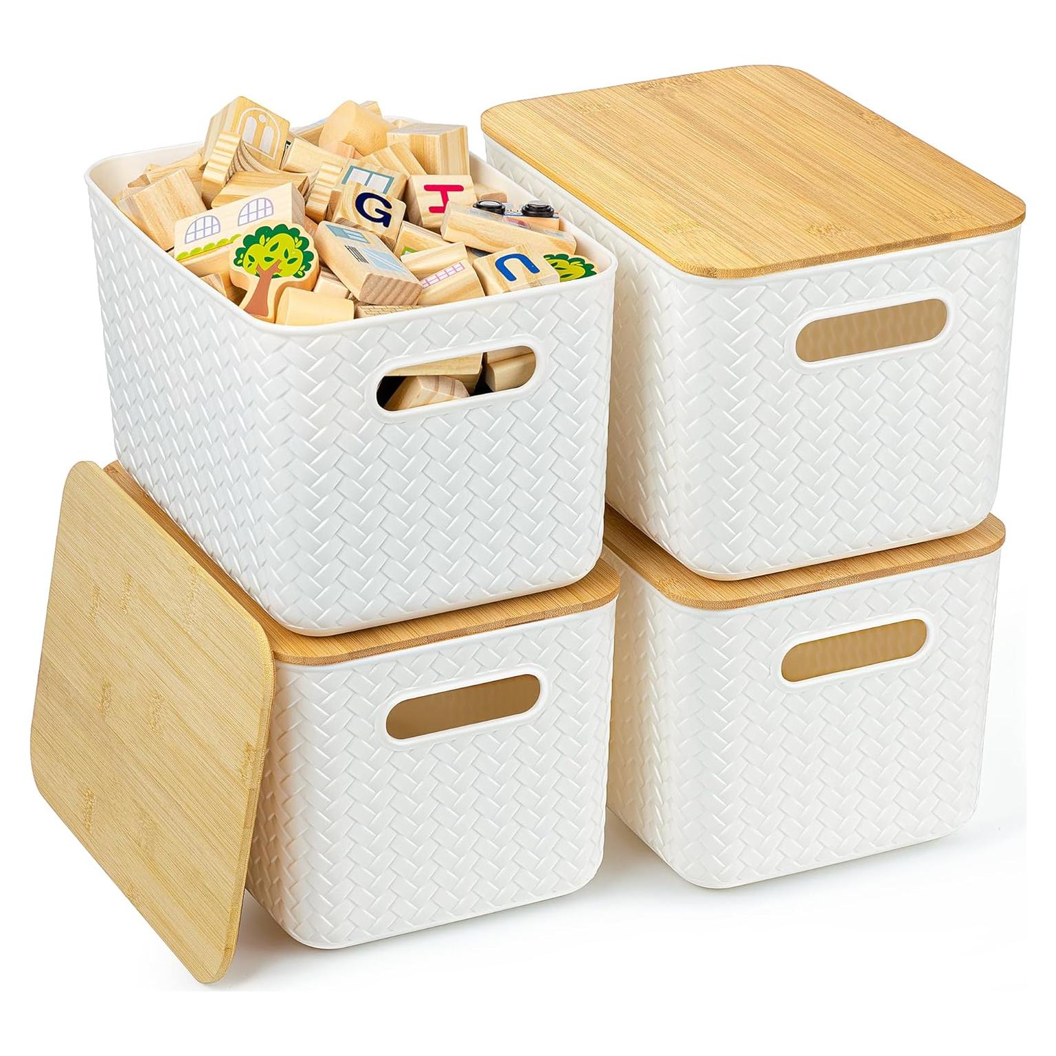 4 Cajas de Almacenamiento Apilables Ohmlove 6.3L Blanco