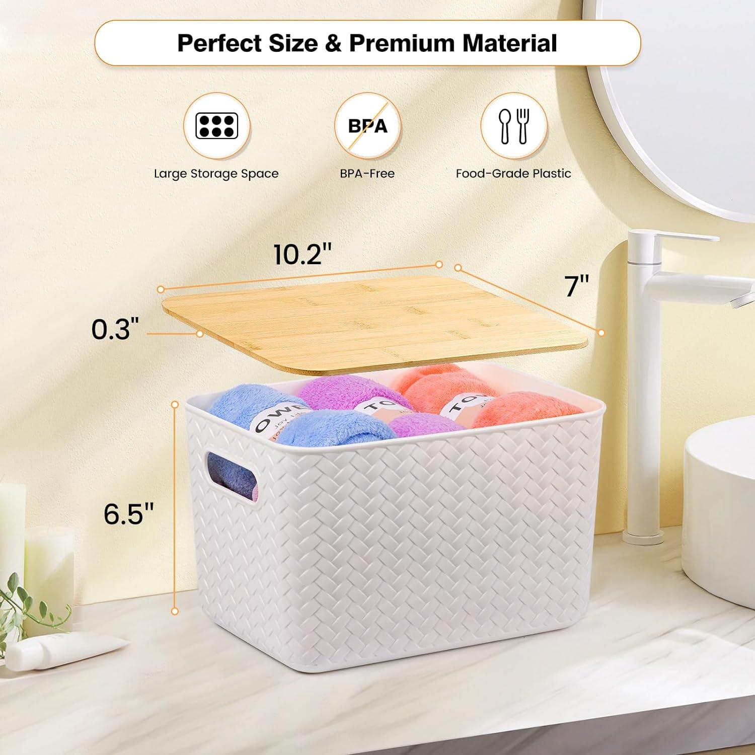 4 Cajas de Almacenamiento Apilables Ohmlove 6.3L Blanco