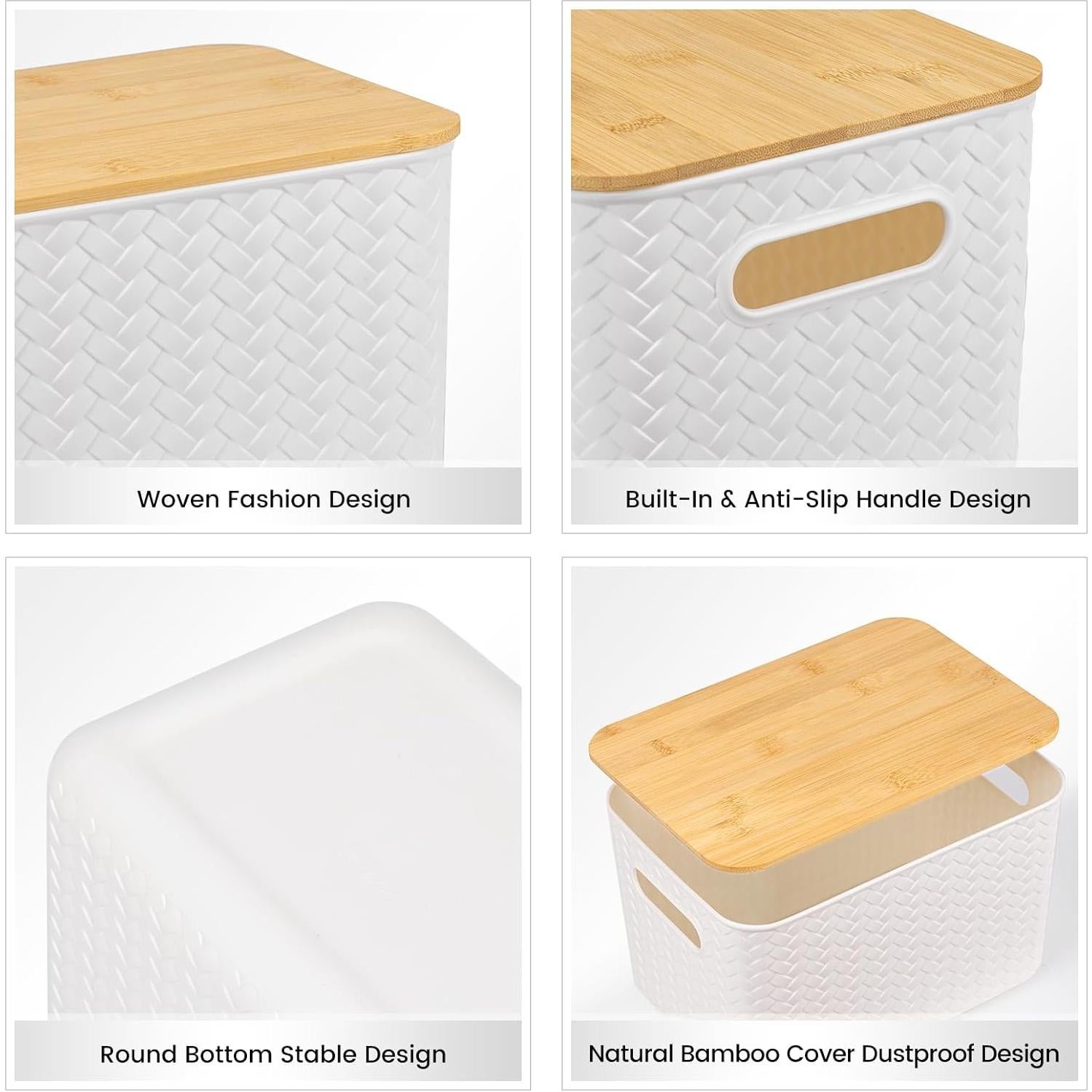 4 Cajas de Almacenamiento Apilables Ohmlove 6.3L Blanco