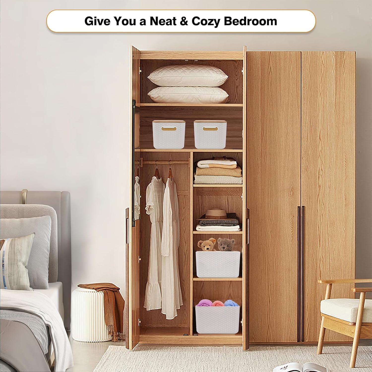 4 Cajas de Almacenamiento Apilables Ohmlove 6.3L Blanco