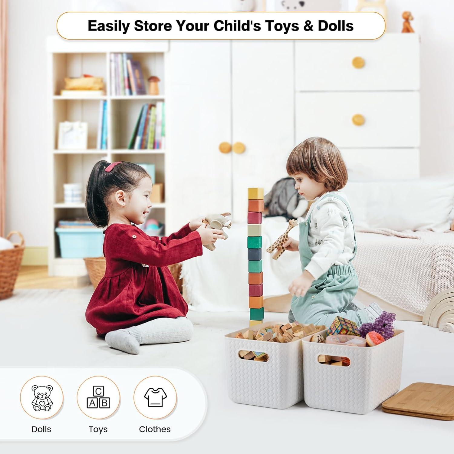 4 Cajas de Almacenamiento Apilables Ohmlove 6.3L Blanco