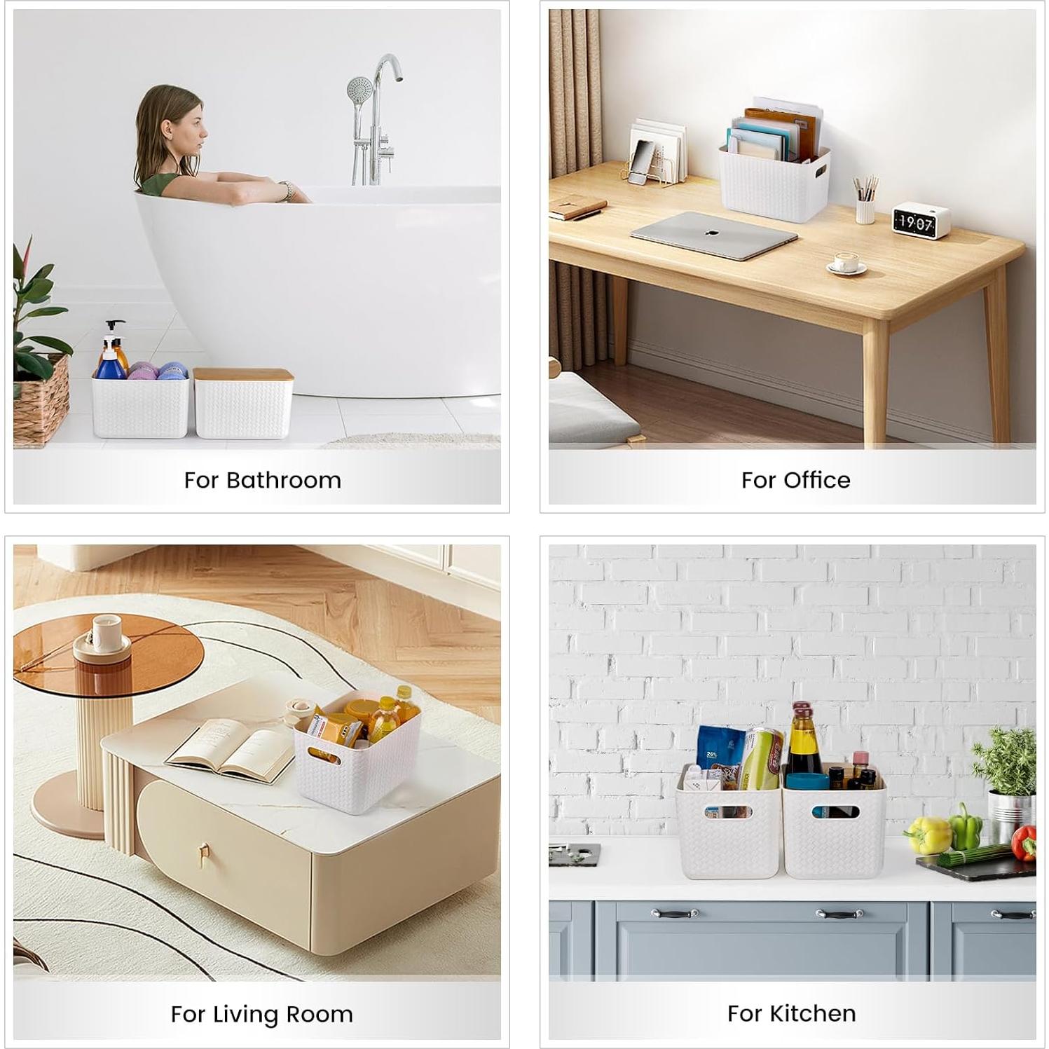 4 Cajas de Almacenamiento Apilables Ohmlove 6.3L Blanco