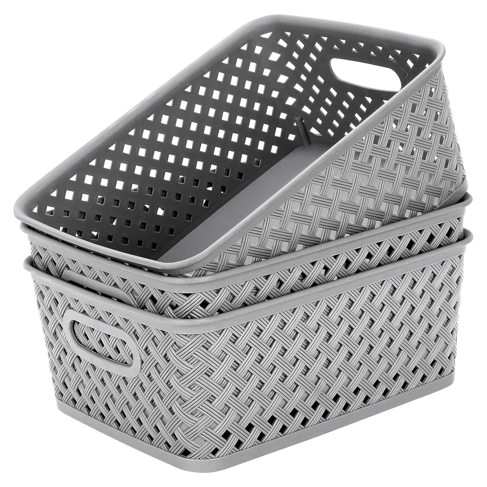 Cestas de Almacenamiento MaxGear 3 Paquetes Medianas Grises