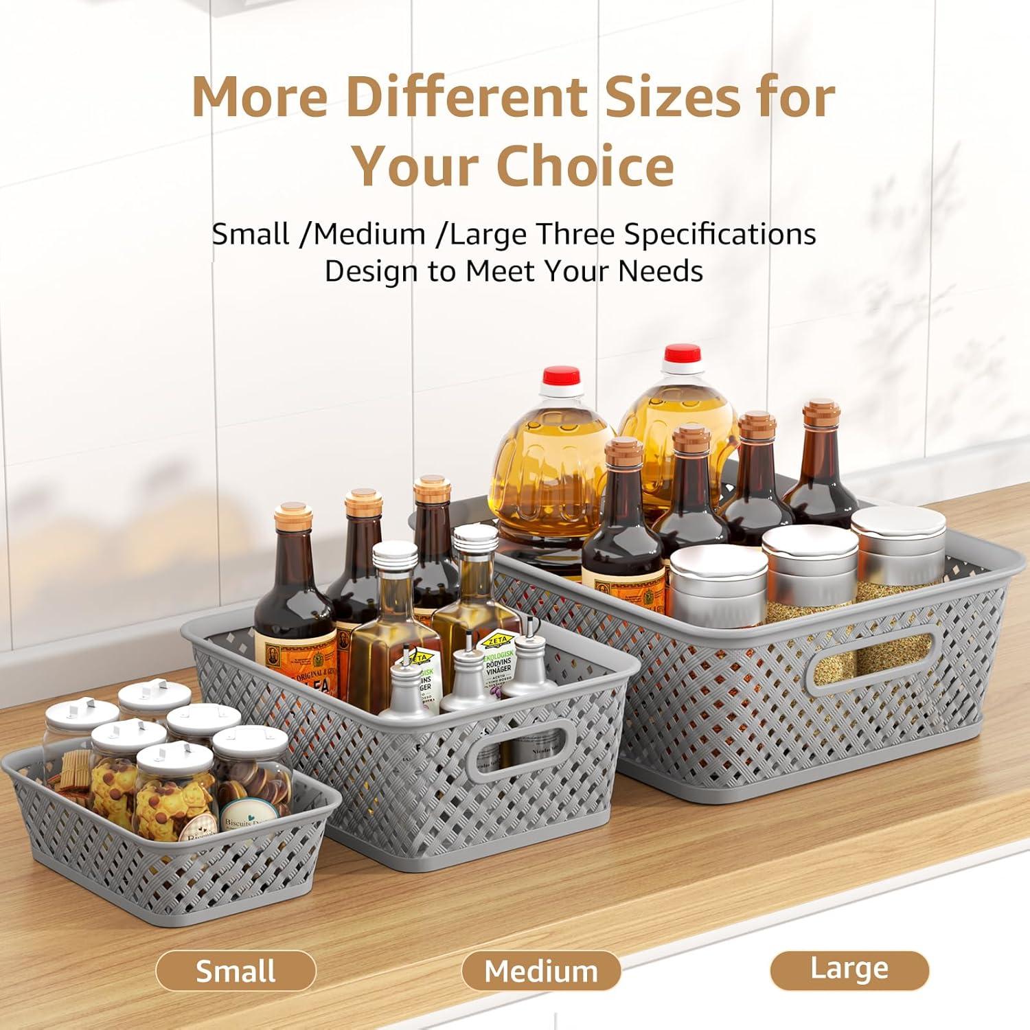 Cestas de Almacenamiento MaxGear 3 Paquetes Medianas Grises