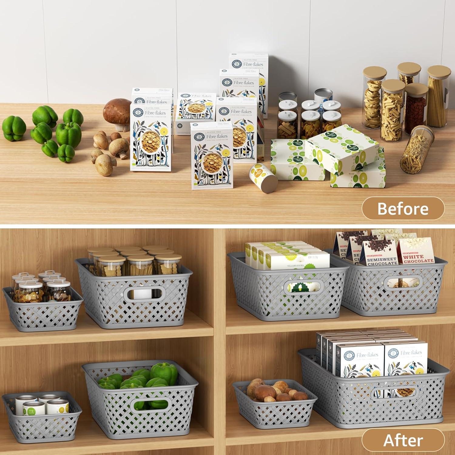 Cestas de Almacenamiento MaxGear 3 Paquetes Medianas Grises