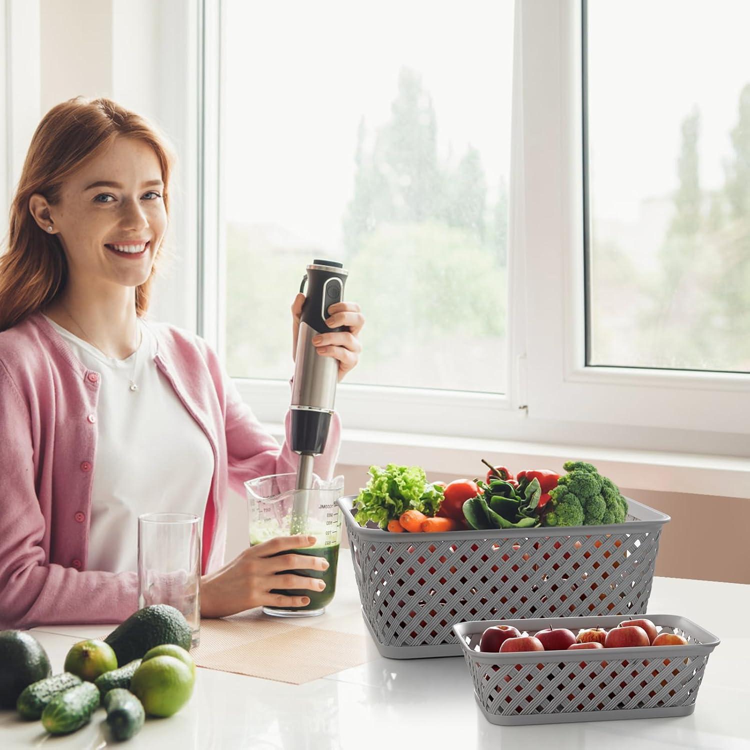 Cestas de Almacenamiento MaxGear 3 Paquetes Medianas Grises