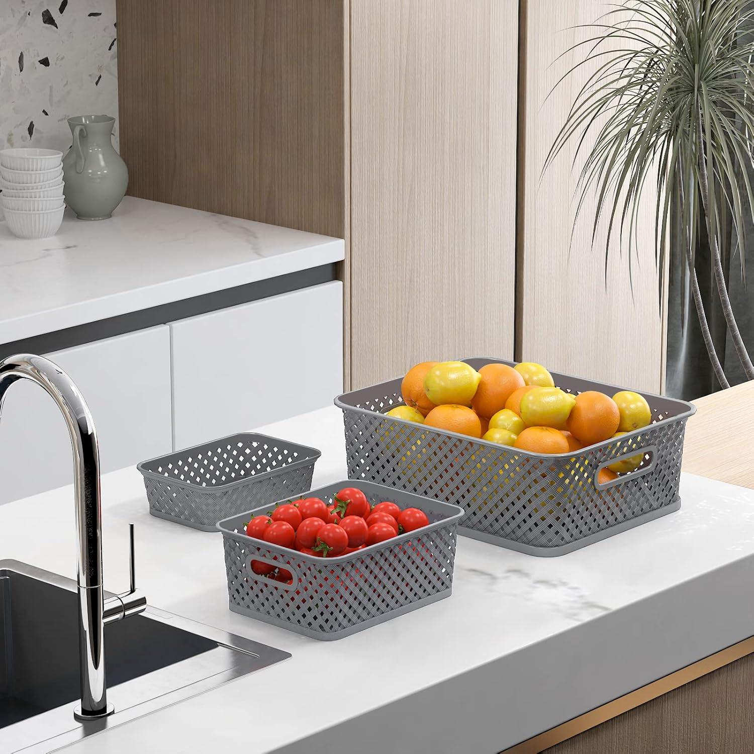 Cestas de Almacenamiento MaxGear 3 Paquetes Medianas Grises