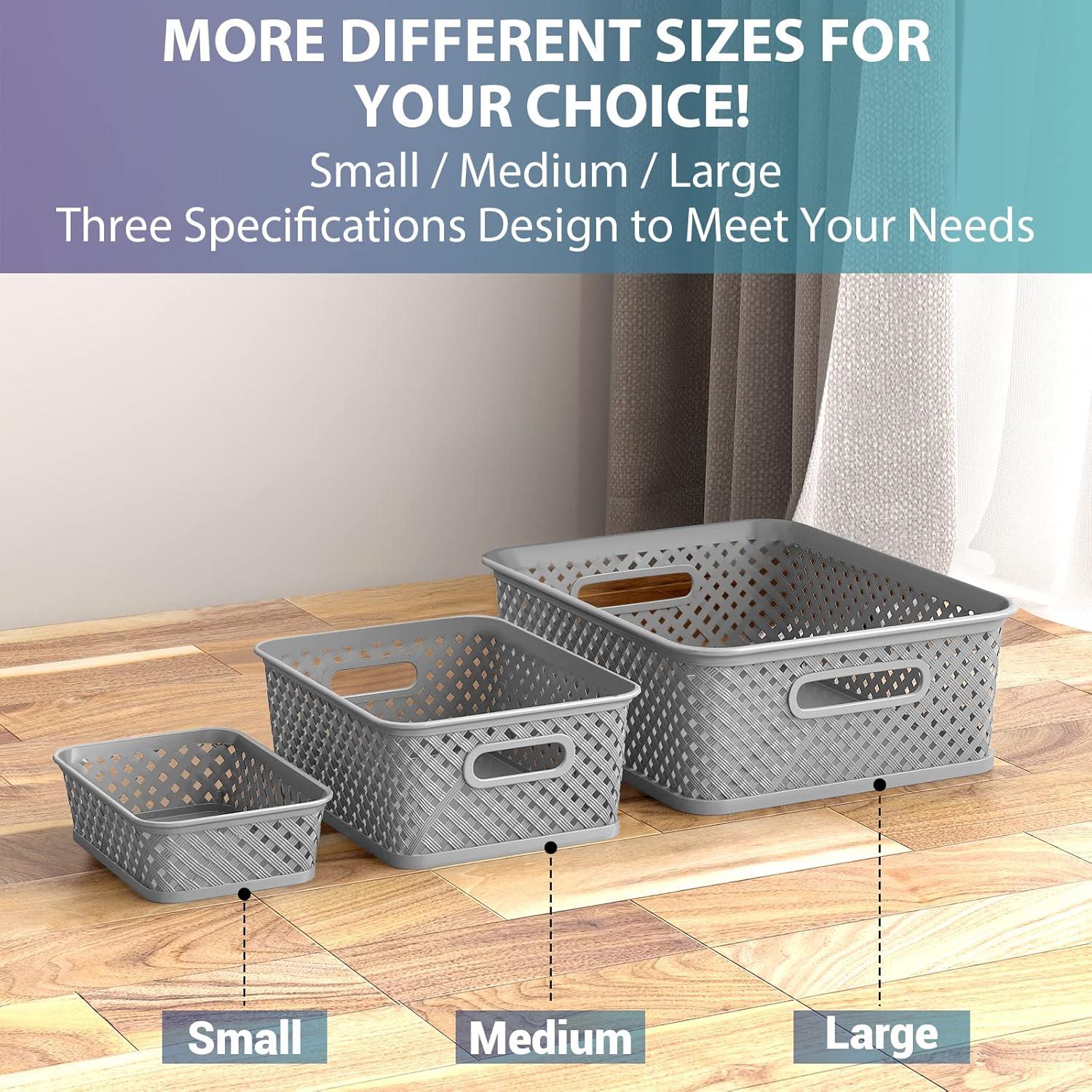 Cestas de Almacenamiento MaxGear 3 Paquetes Medianas Grises