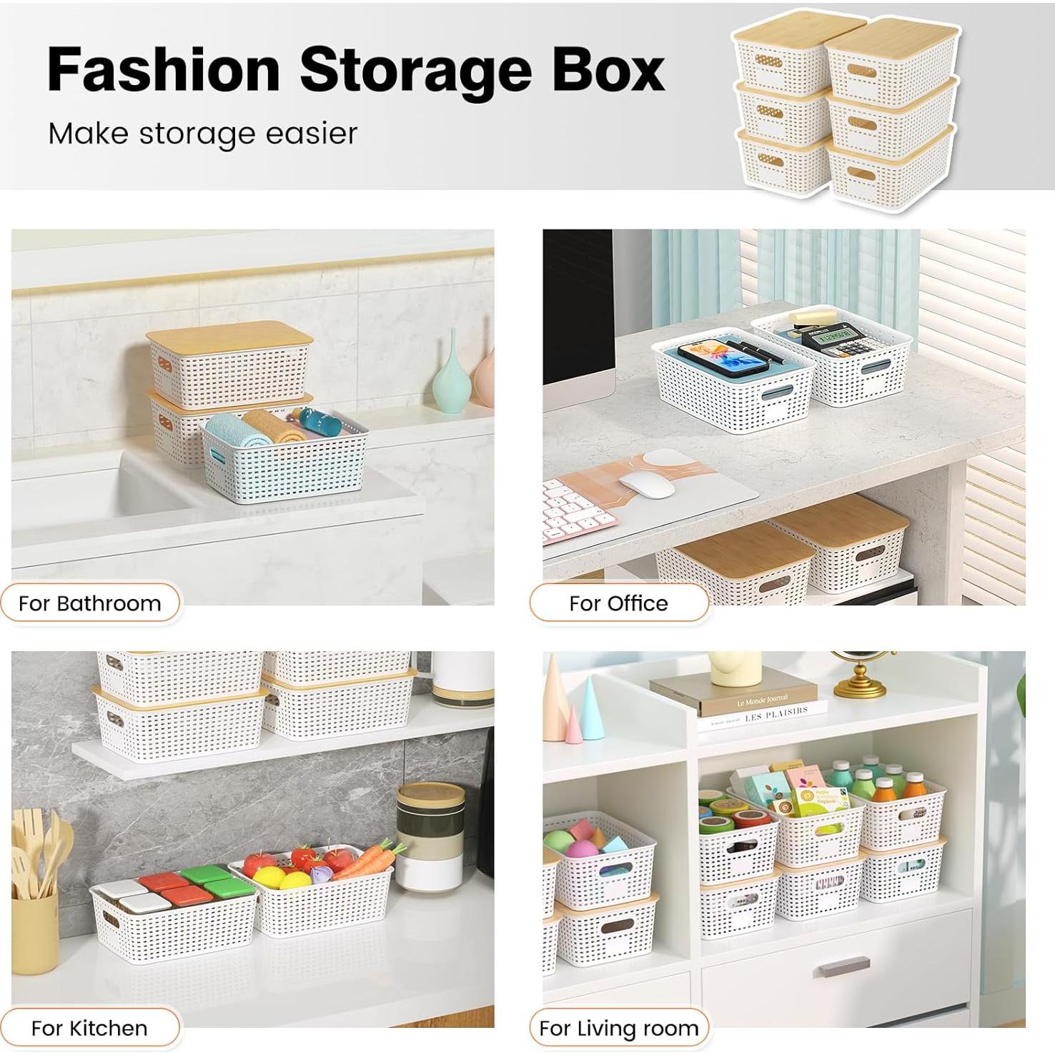 Cestas de Almacenamiento Plástico Ohmlove 6 Paquete 10.2L