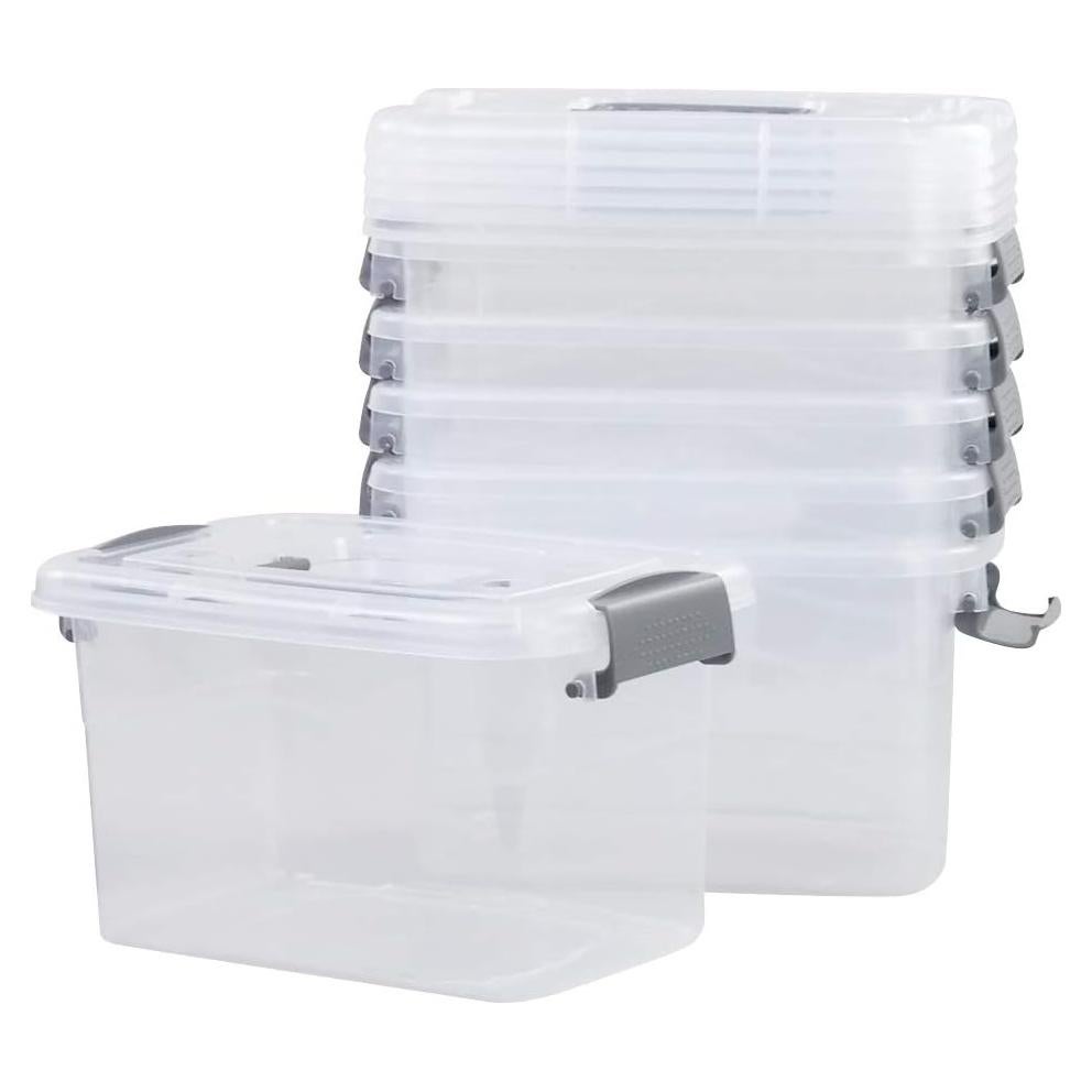 Paquete de 6 cajas de almacenamiento Minekkyes 5L gris