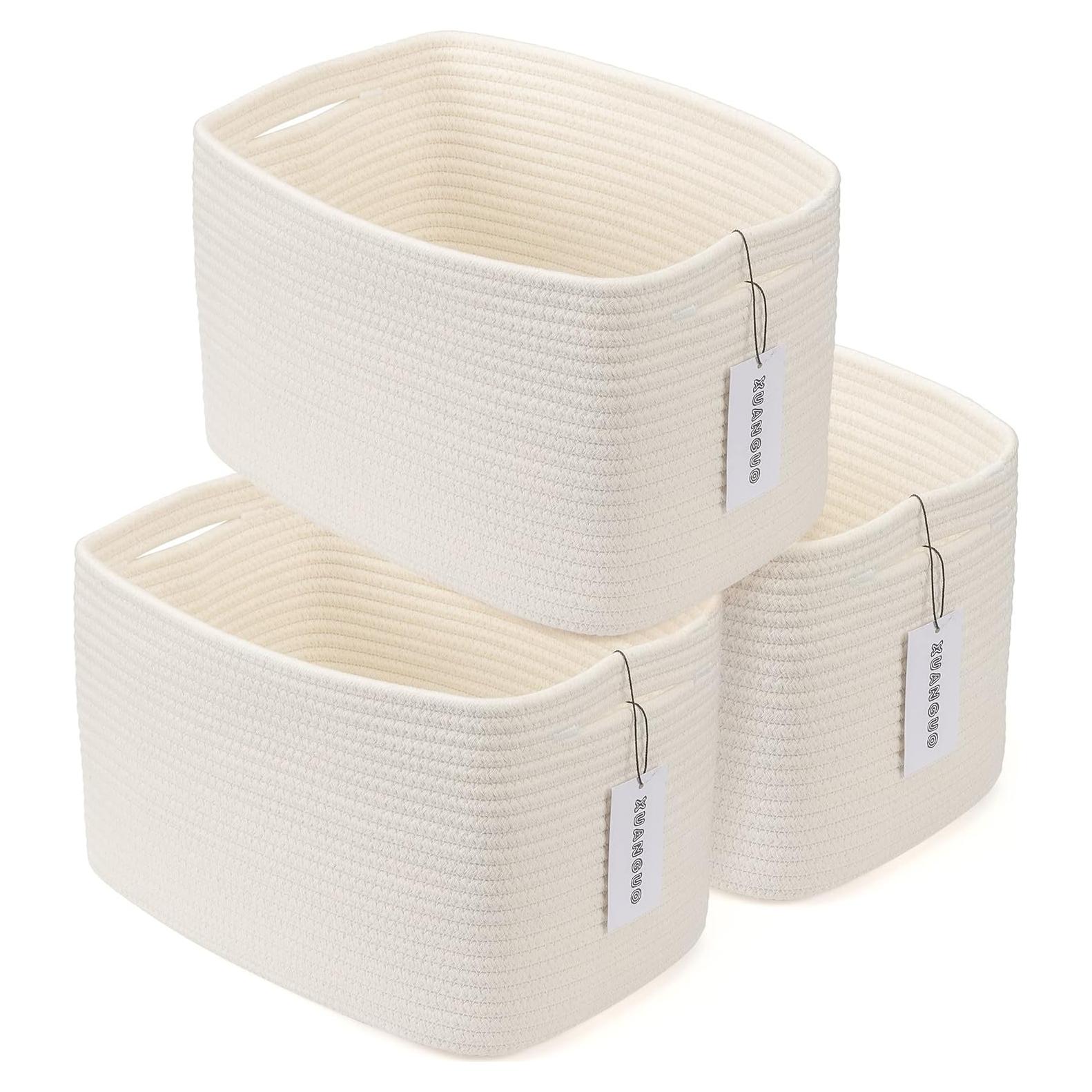 Cesta de Almacenamiento XUANGUO Algodón 3 Piezas Blanca