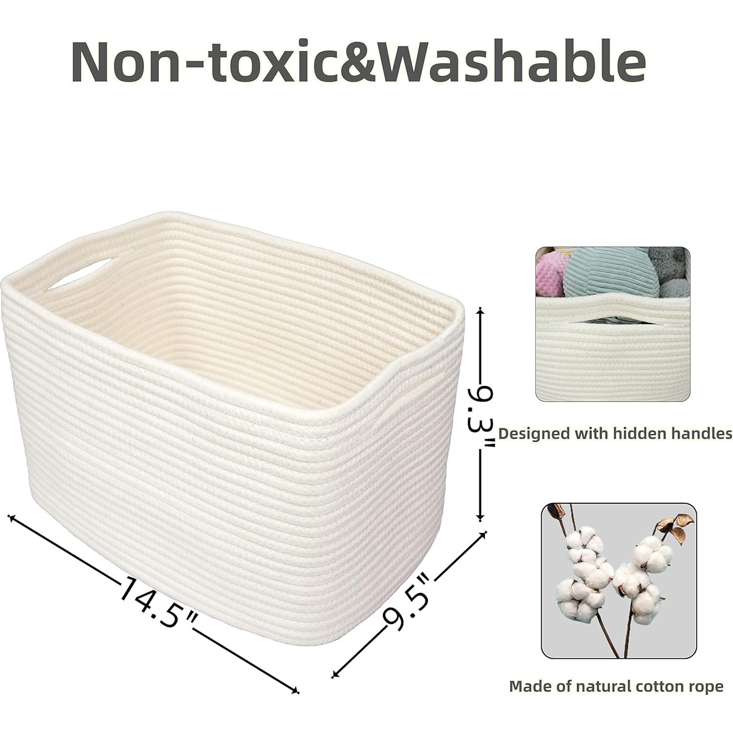 Cesta de Almacenamiento XUANGUO Algodón 3 Piezas Blanca