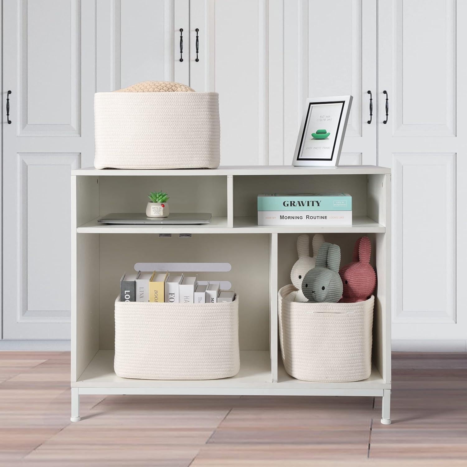 Cesta de Almacenamiento XUANGUO Algodón 3 Piezas Blanca