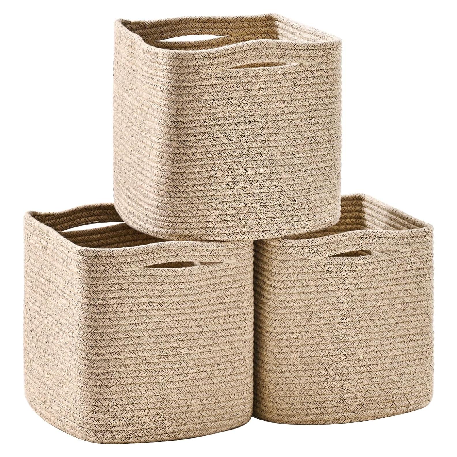 Cajas de Almacenamiento Cubo ICERZCZ 27,94 cm Marrón (3 Pzas)