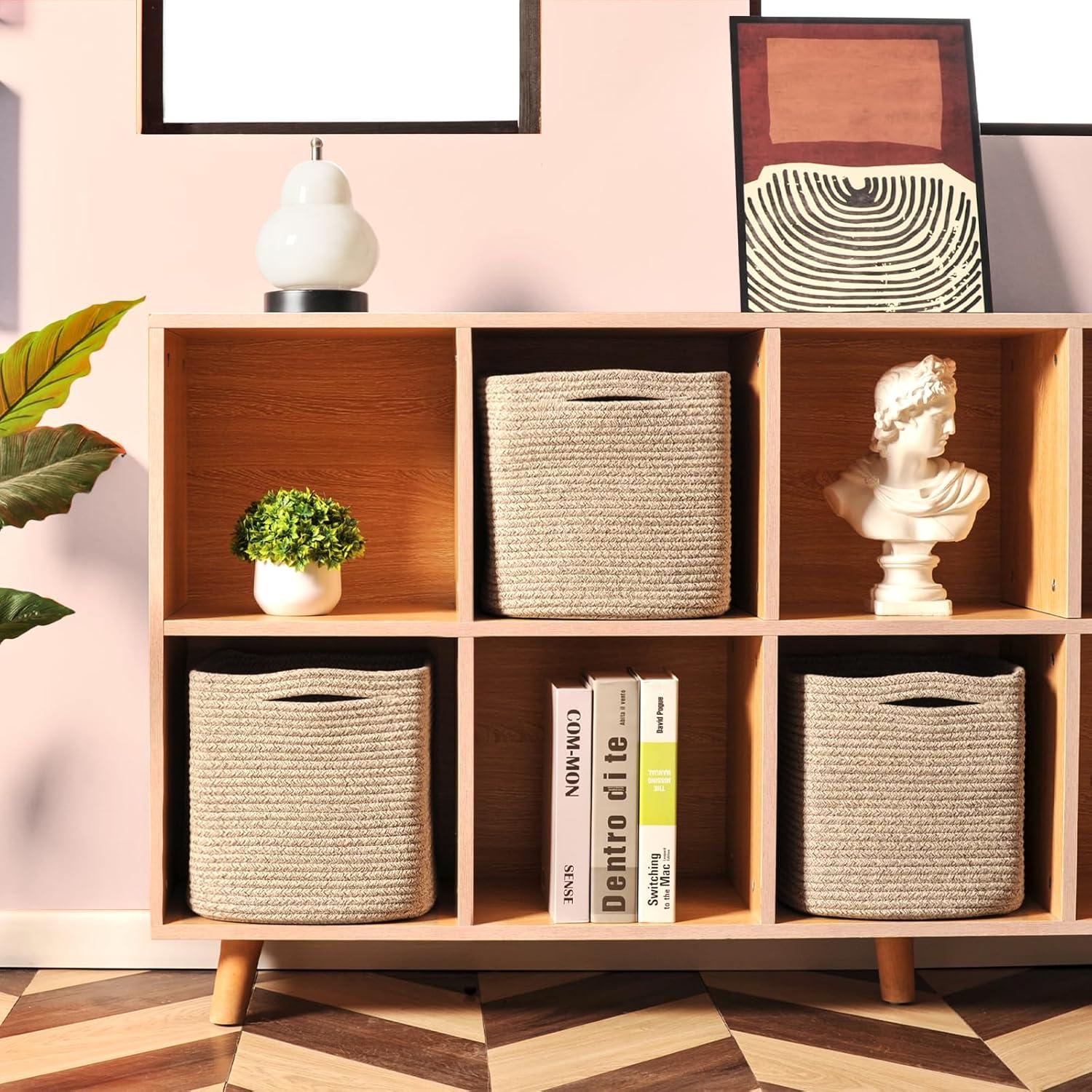 Cajas de Almacenamiento Cubo ICERZCZ 27,94 cm Marrón (3 Pzas)