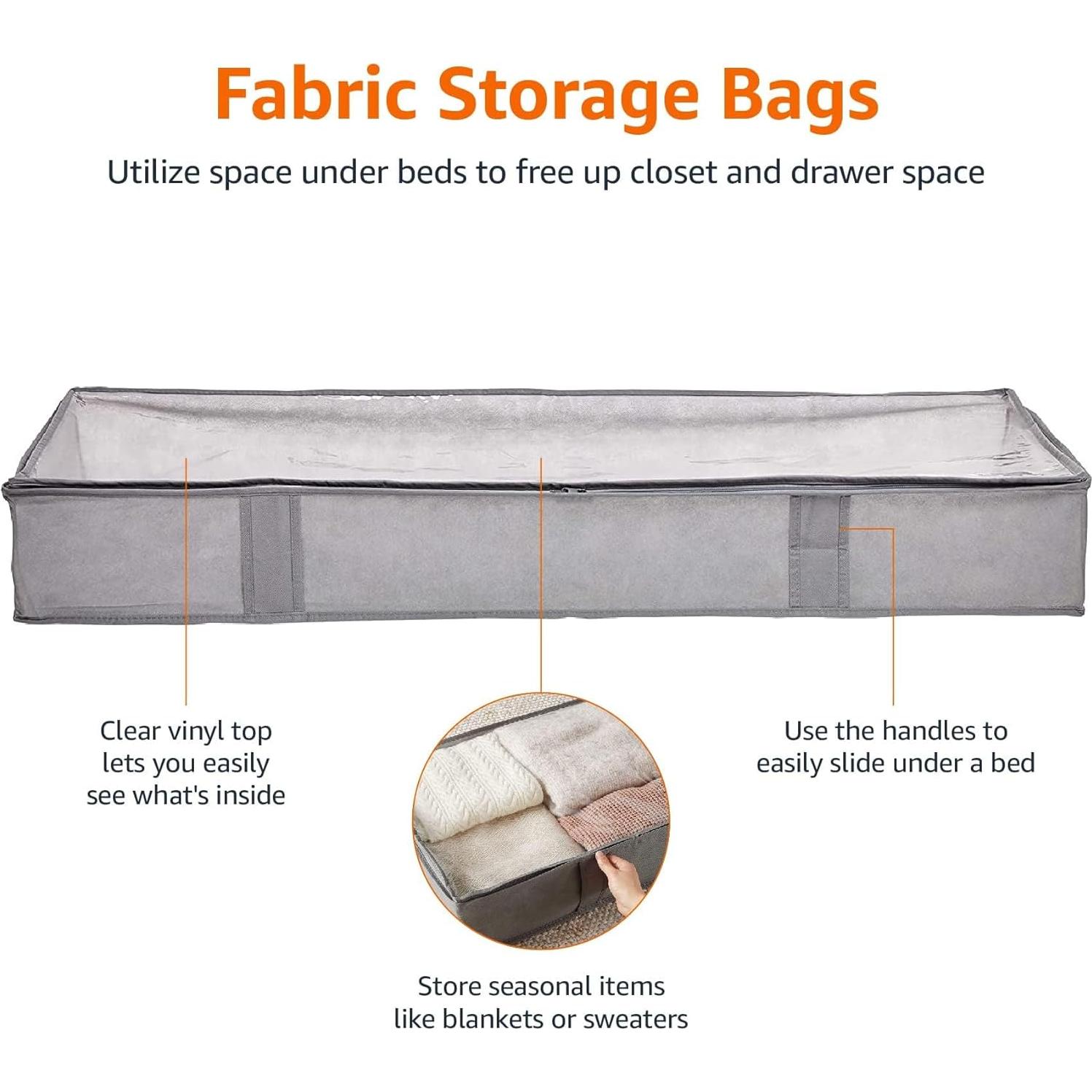 Contenedores de Almacenamiento Amazon Basics 2 Piezas 45x106x15 Gris