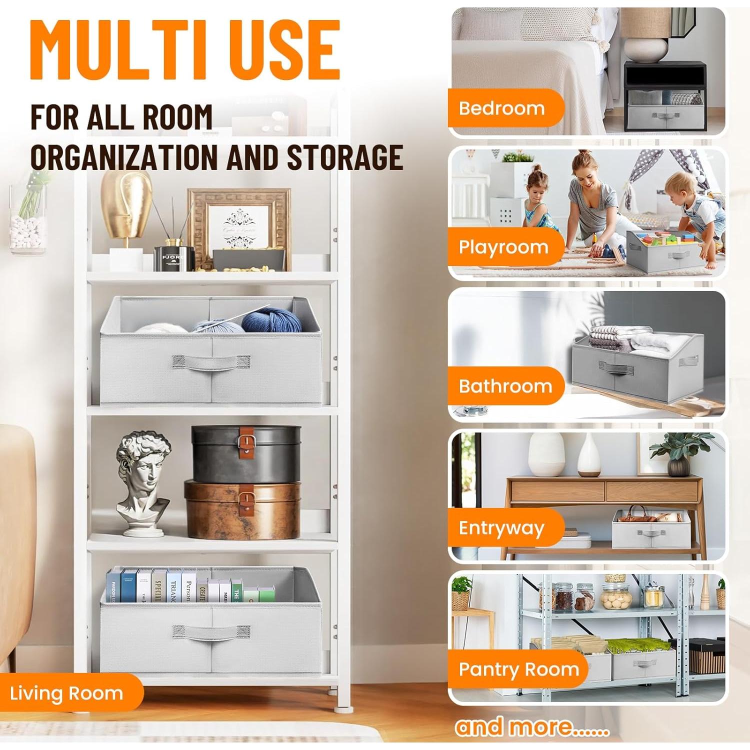 Cestas Organizadoras Criusia 4 Pack Grandes Gris 40x25x20 cm