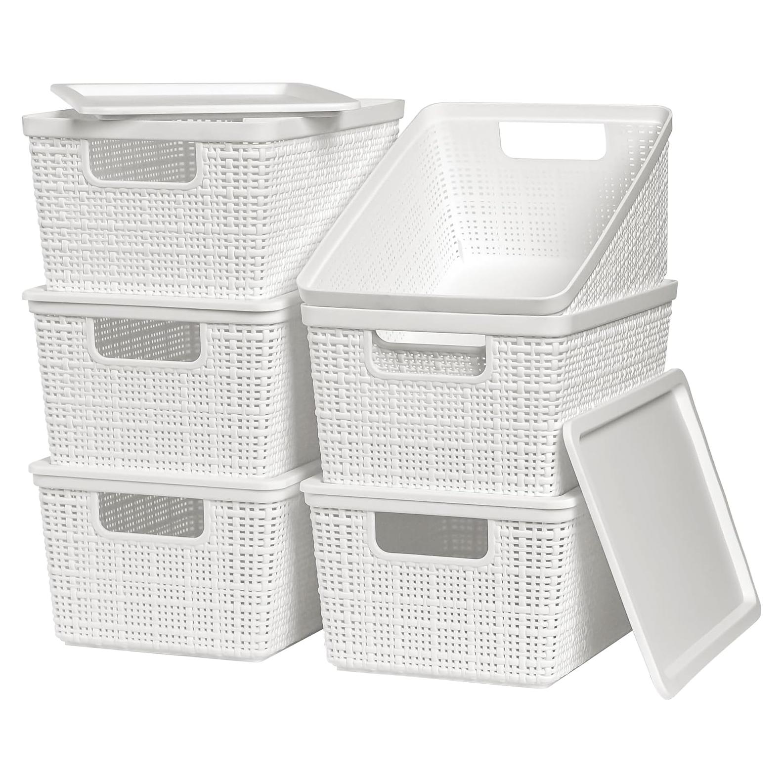Paquete de 6 cestas de almacenamiento Wrrlors blancas