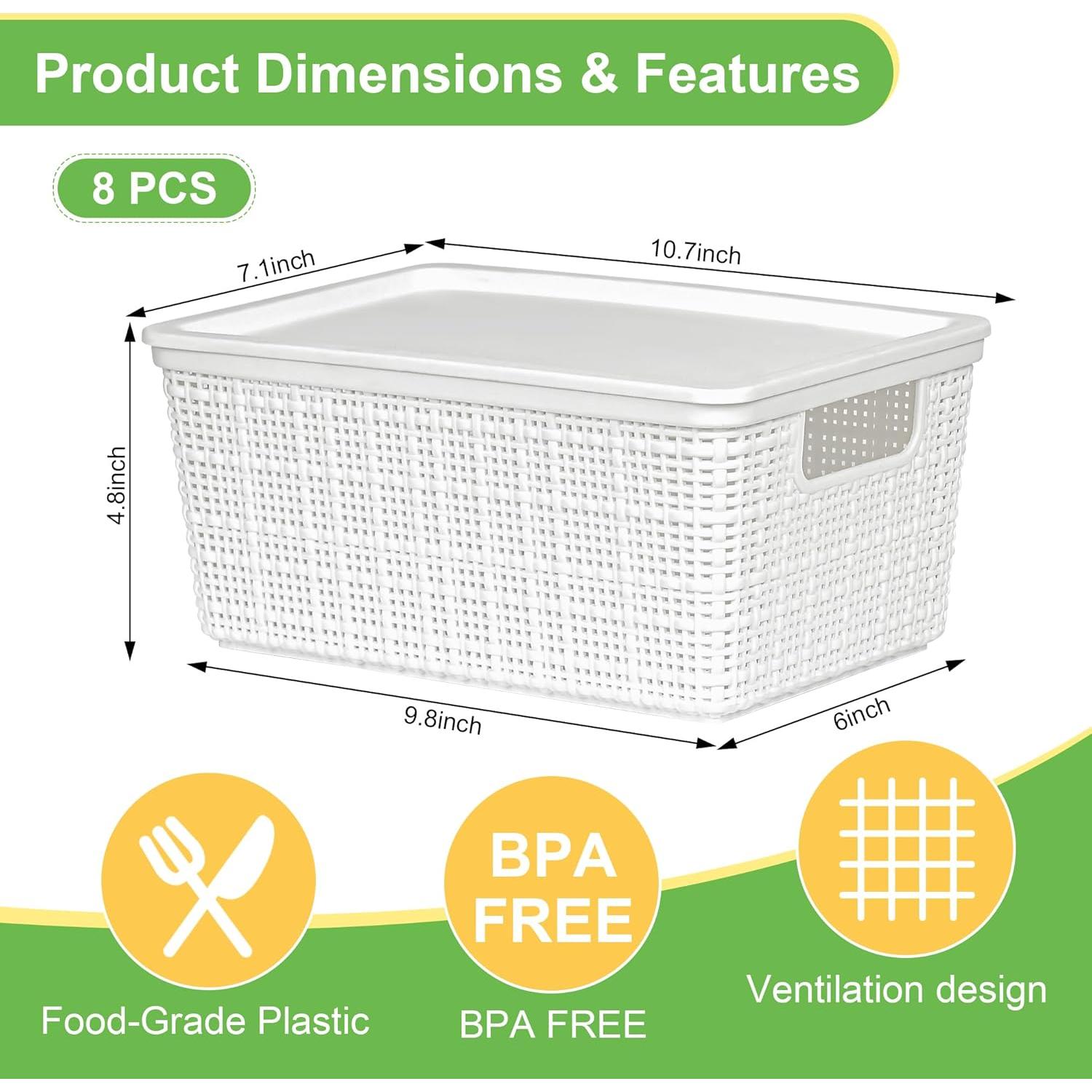 Paquete de 6 cestas de almacenamiento Wrrlors blancas