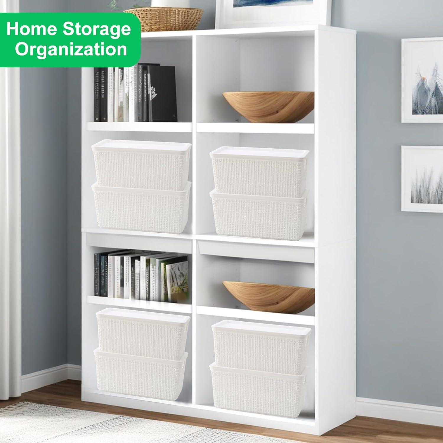 Paquete de 6 cestas de almacenamiento Wrrlors blancas